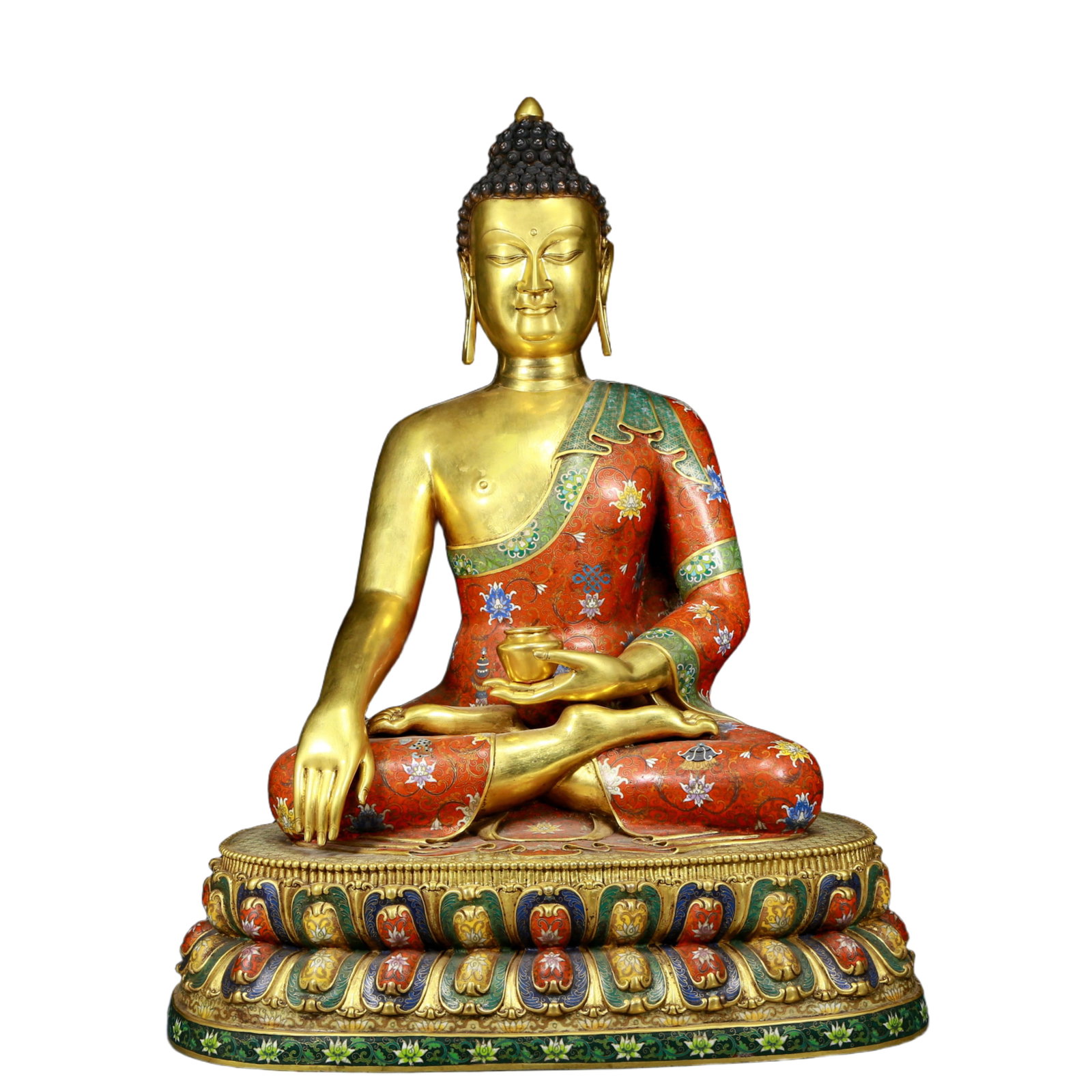 A solemn cloisonn?? statue of Gautama Buddha (1 of 11)