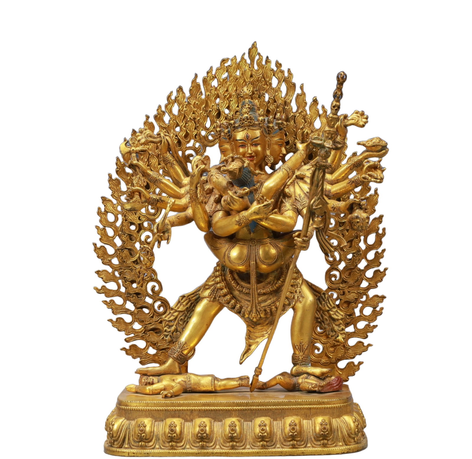 A Solemn Gilt Bronze Statue of Vajra: A Solemn Gilt Bronze Statue of Vajra,Ming Dynasty, China,Size:7.9inx3.9inx10.6in Weight:2950g 铜鎏金金刚像,中国明代