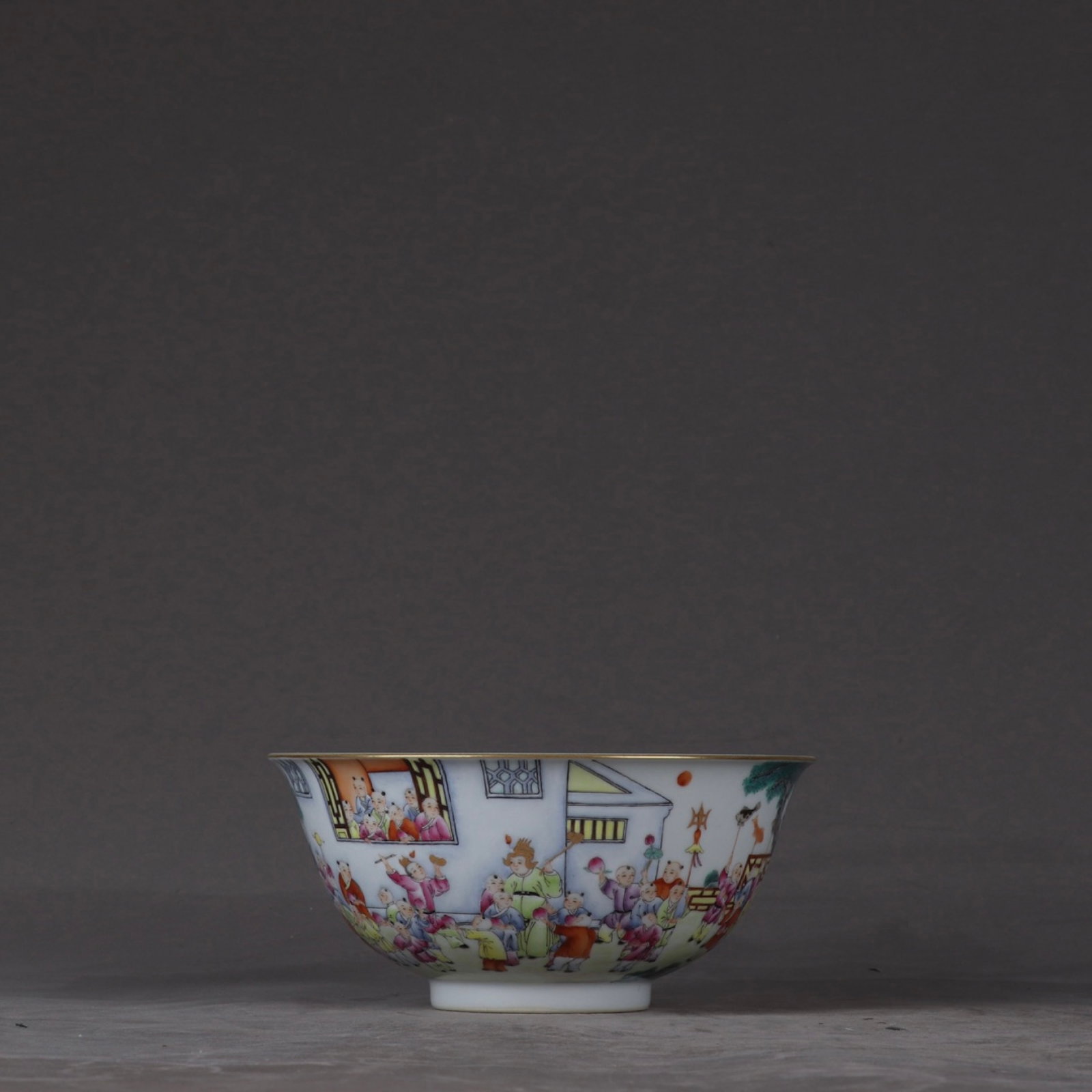 An Exquisite Famille-Rose Painted Gold Character and Story Pattern Bowl: An Exquisite Famille-Rose Painted Gold Character and Story Pattern Bowl,Qing Dynasty,China,Jiaqing Six-character Mark,Size:2.8inx5.9in ??????????,????,?????