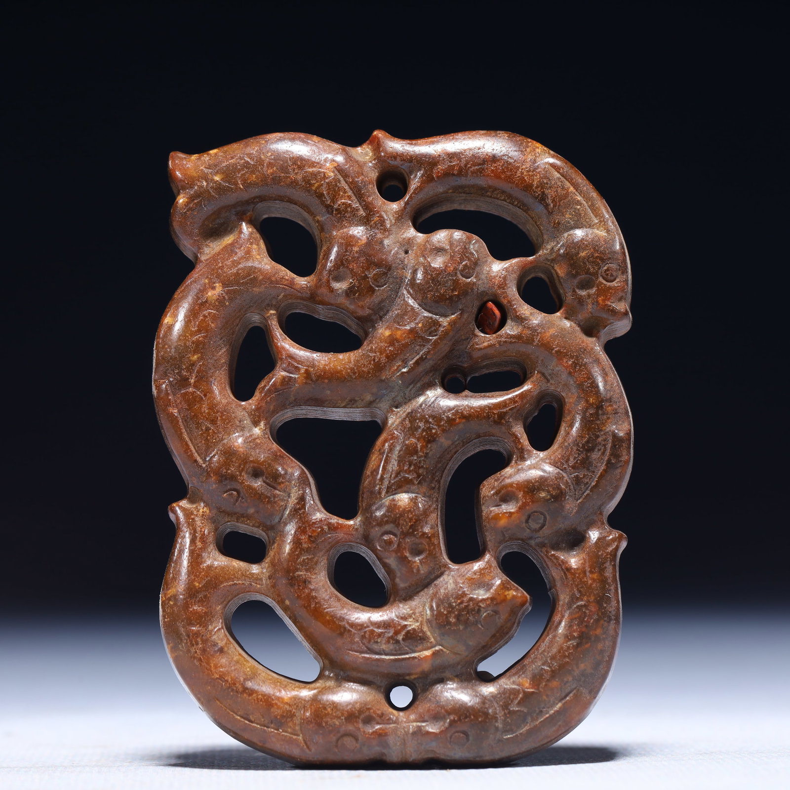 An Exquisite Archaic Jade Fish Pattern Pendant: An Exquisite Archaic Jade Fish Pattern Pendant,Ancient Time,China,Size:2.4inx0.4inx3.1in,Weight:86g 高古玉鱼纹挂件,中国远古时