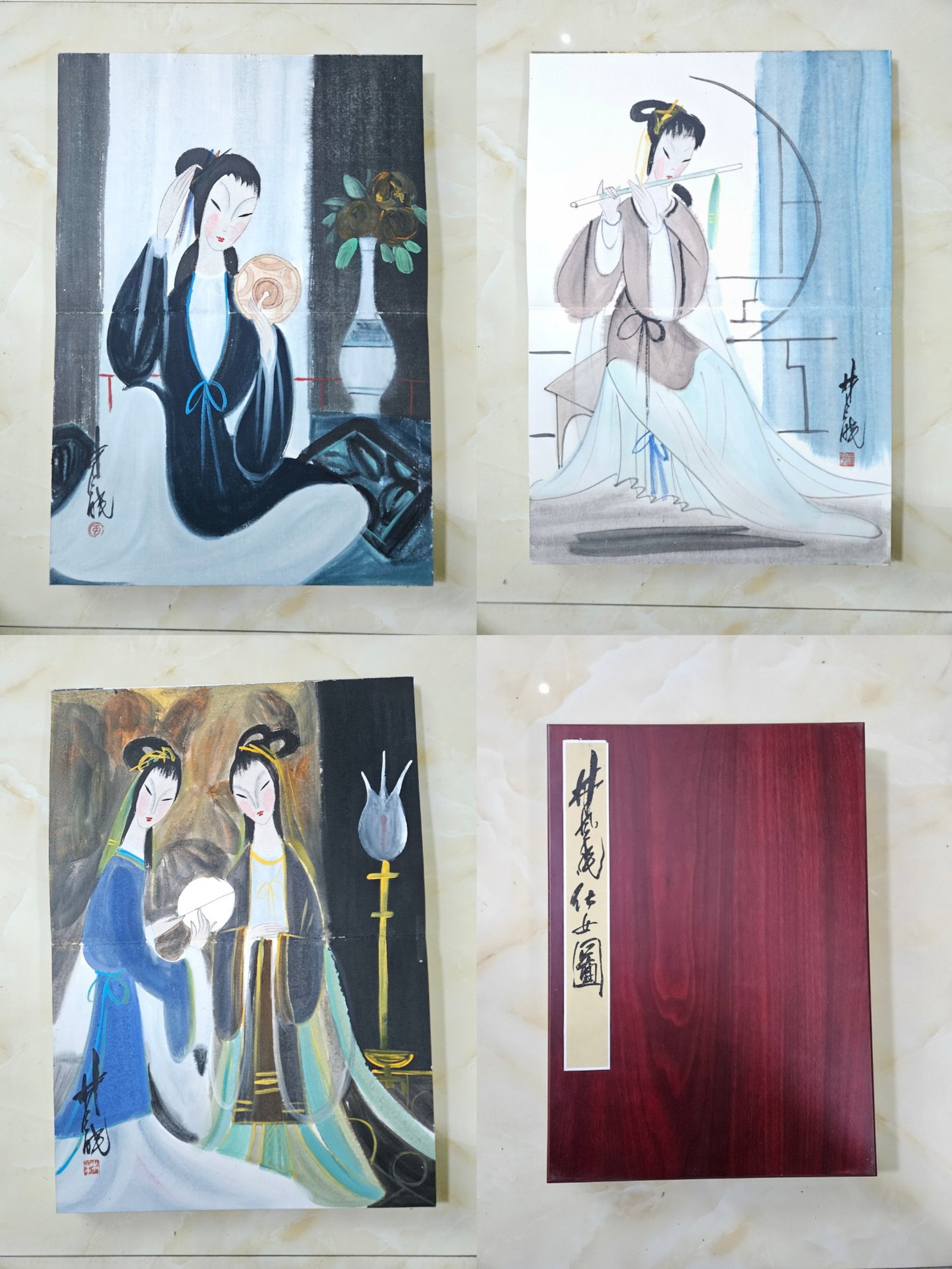 A Chinese Album Ink Painting of Figure on Paper: A Chinese Album Ink Painting of Figure on Paper,Lin Fengmian,Size:17.3inx25.2in*12 一本中国水墨人物画册,林风眠