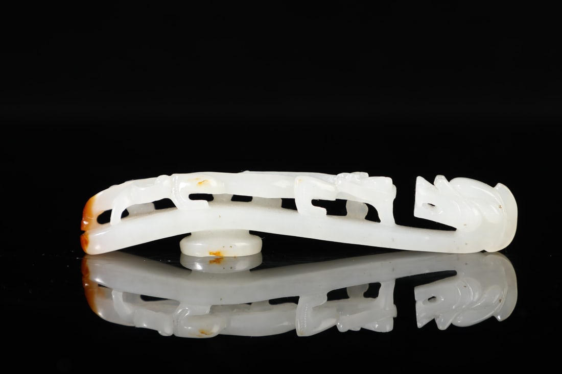 An Exquisite White Jade Dragon Pattern Hook - 6