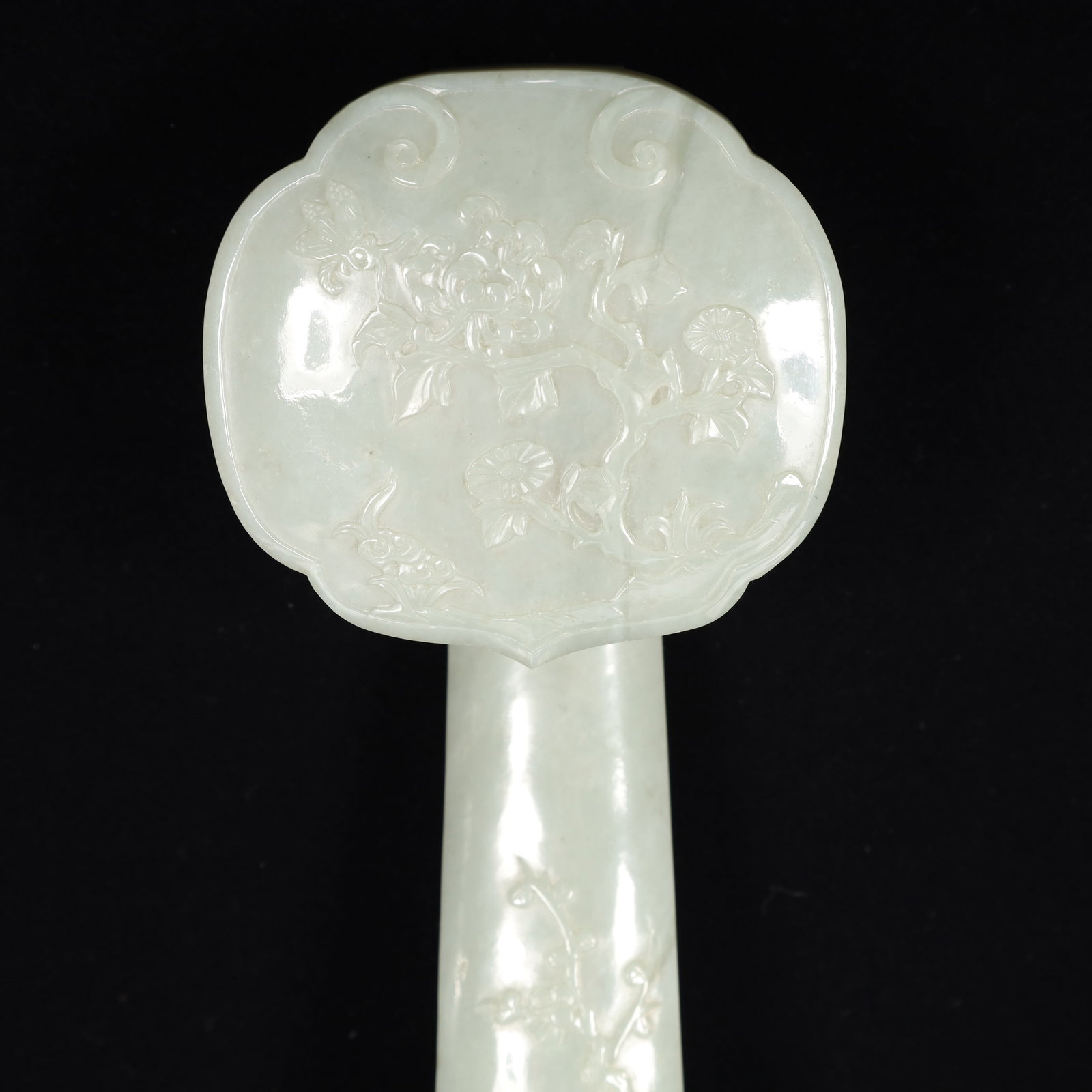 A Rare White Jade Flower Pattern Ruyi - 2