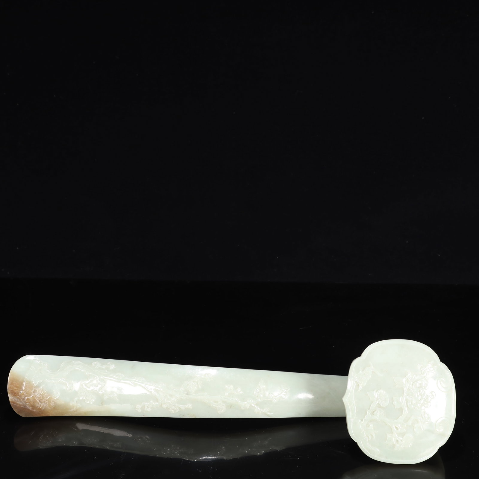 A Rare White Jade Flower Pattern Ruyi - 8