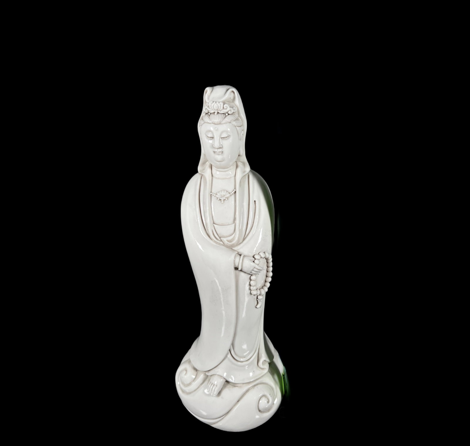 A Solemn Blance-De-Chine Statue of Avalokitesvara: A Solemn Blance-De-Chine Statue of Avalokitesvara,Ming Dynasty,China,He Chaozong Mark,Size:16.1in