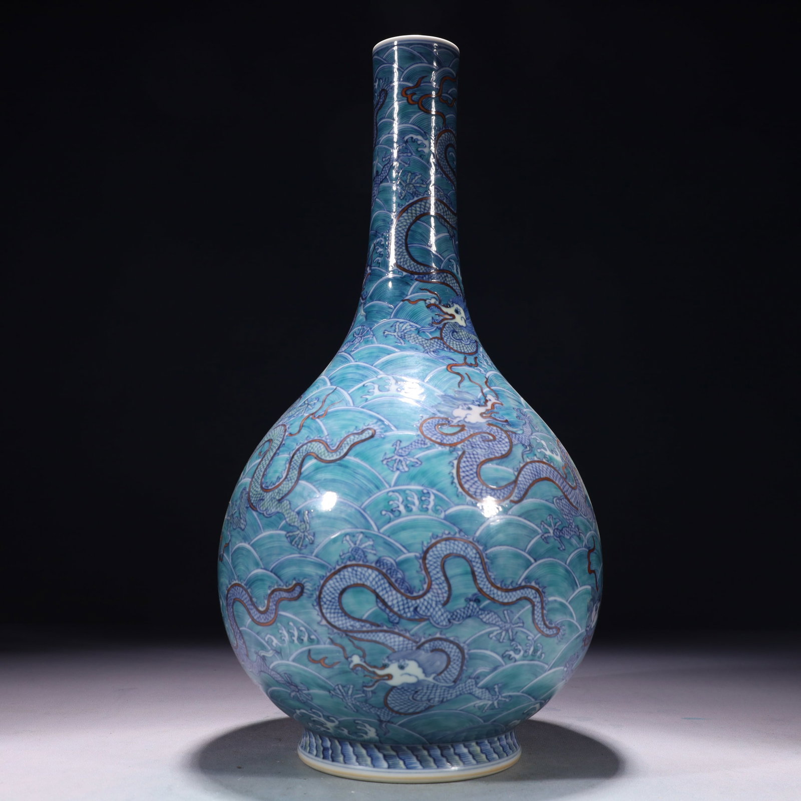 An Exquisite Doucai Seawater and Dragon Pattern Vase (1 of 9)