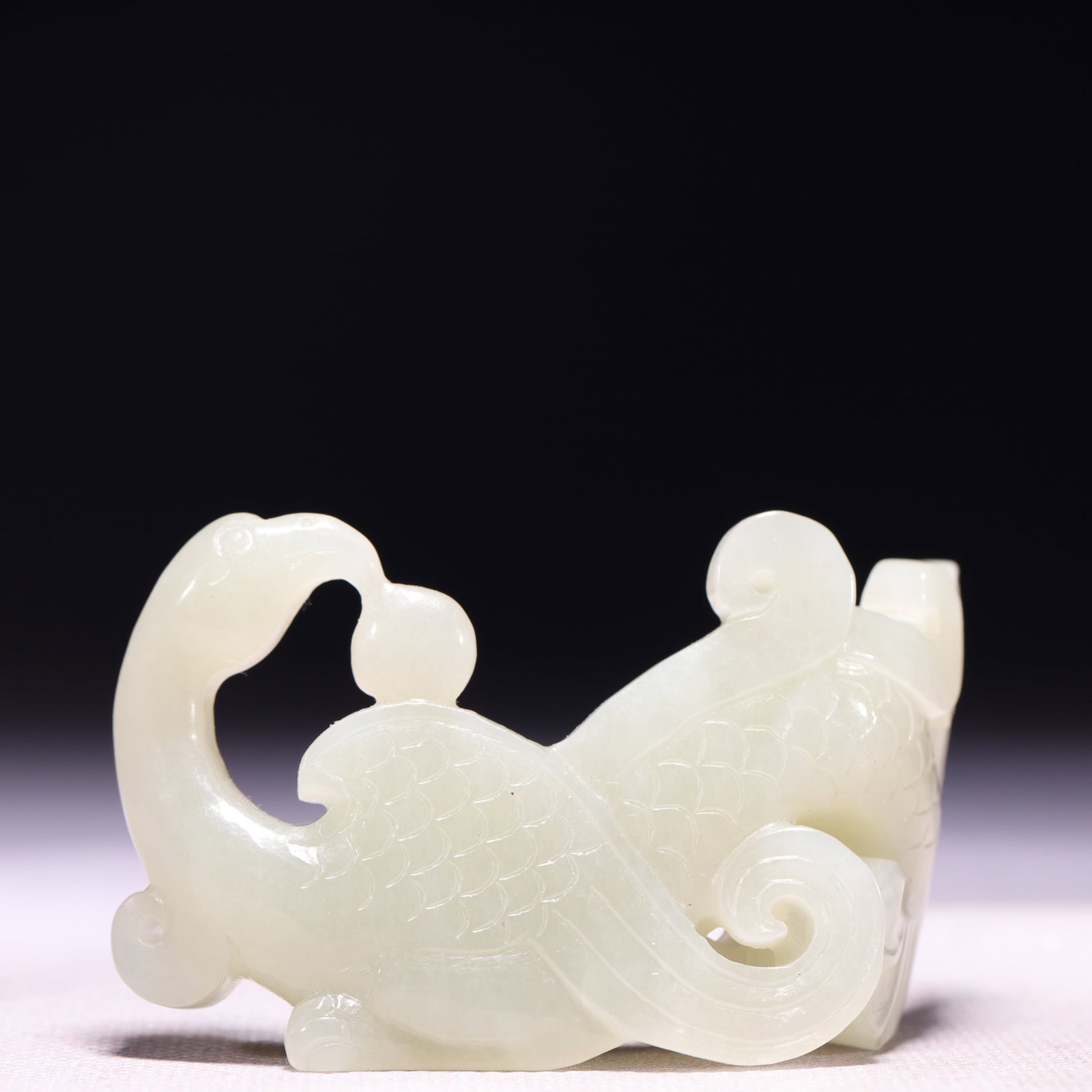 A Rare White Jade Phoenix Pattern Ornament