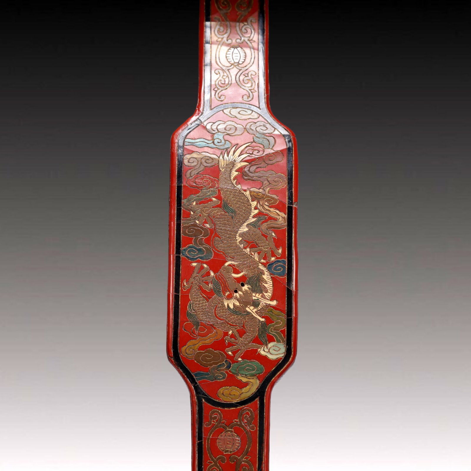 A Exquisite Carved Red Lacquer Dragon Pattern Ruyi - 3