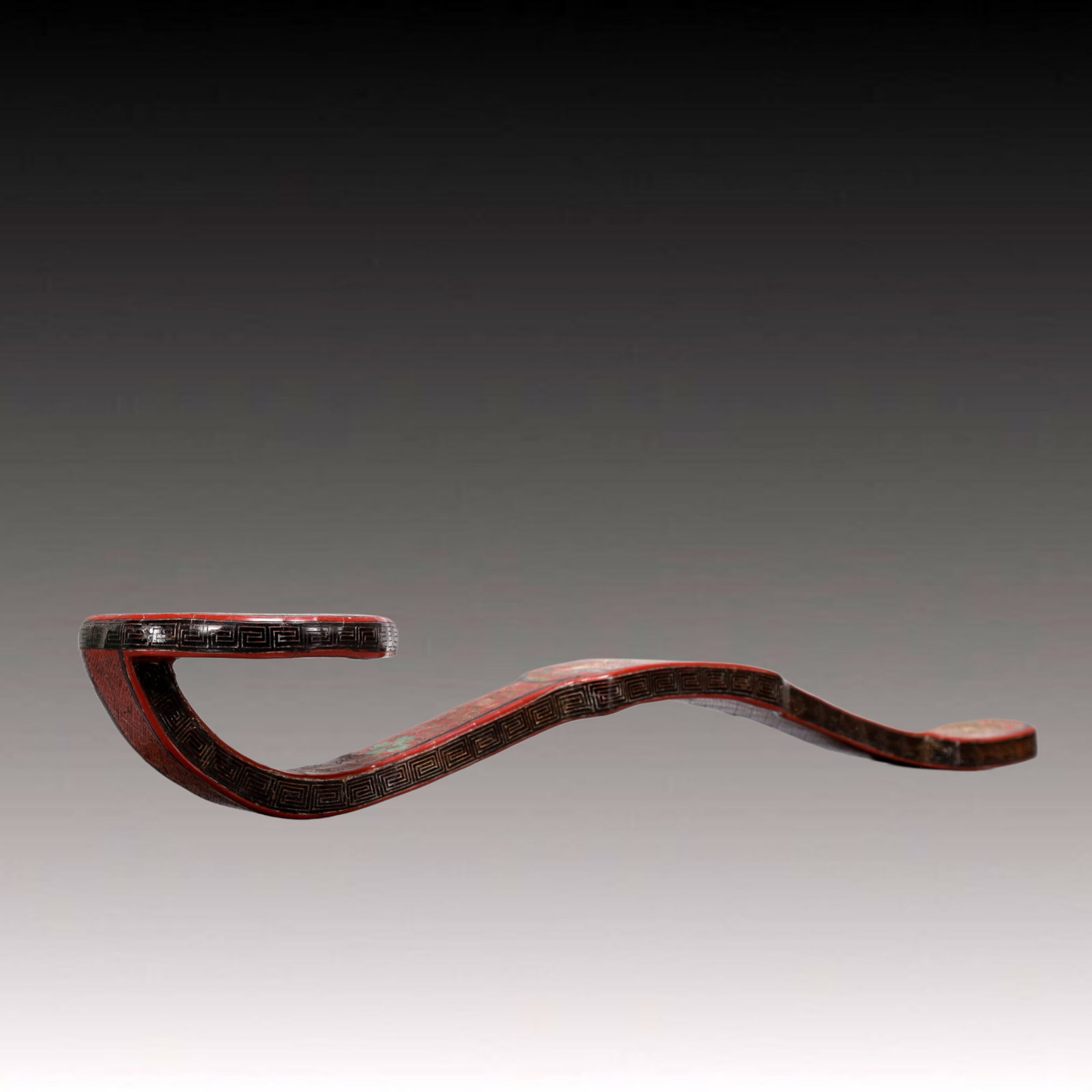 A Exquisite Carved Red Lacquer Dragon Pattern Ruyi - 5