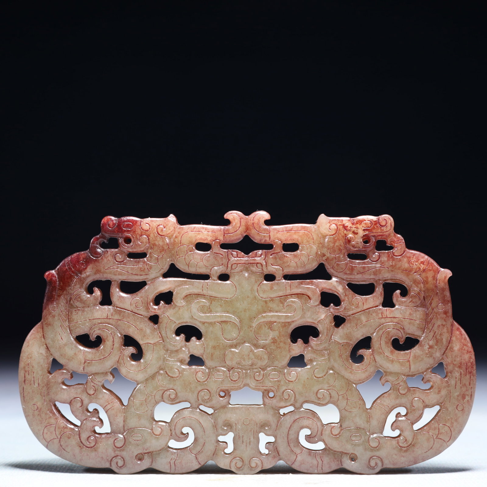 An Exquisite White Jade Chi-Dragon Pattern Pendant: An Exquisite White Jade Chi-Dragon Pattern Pendant,Qing Dynasty,China,Size:4.7inx2.8in,Weight:115.7g 白玉螭龙纹佩,中国清代