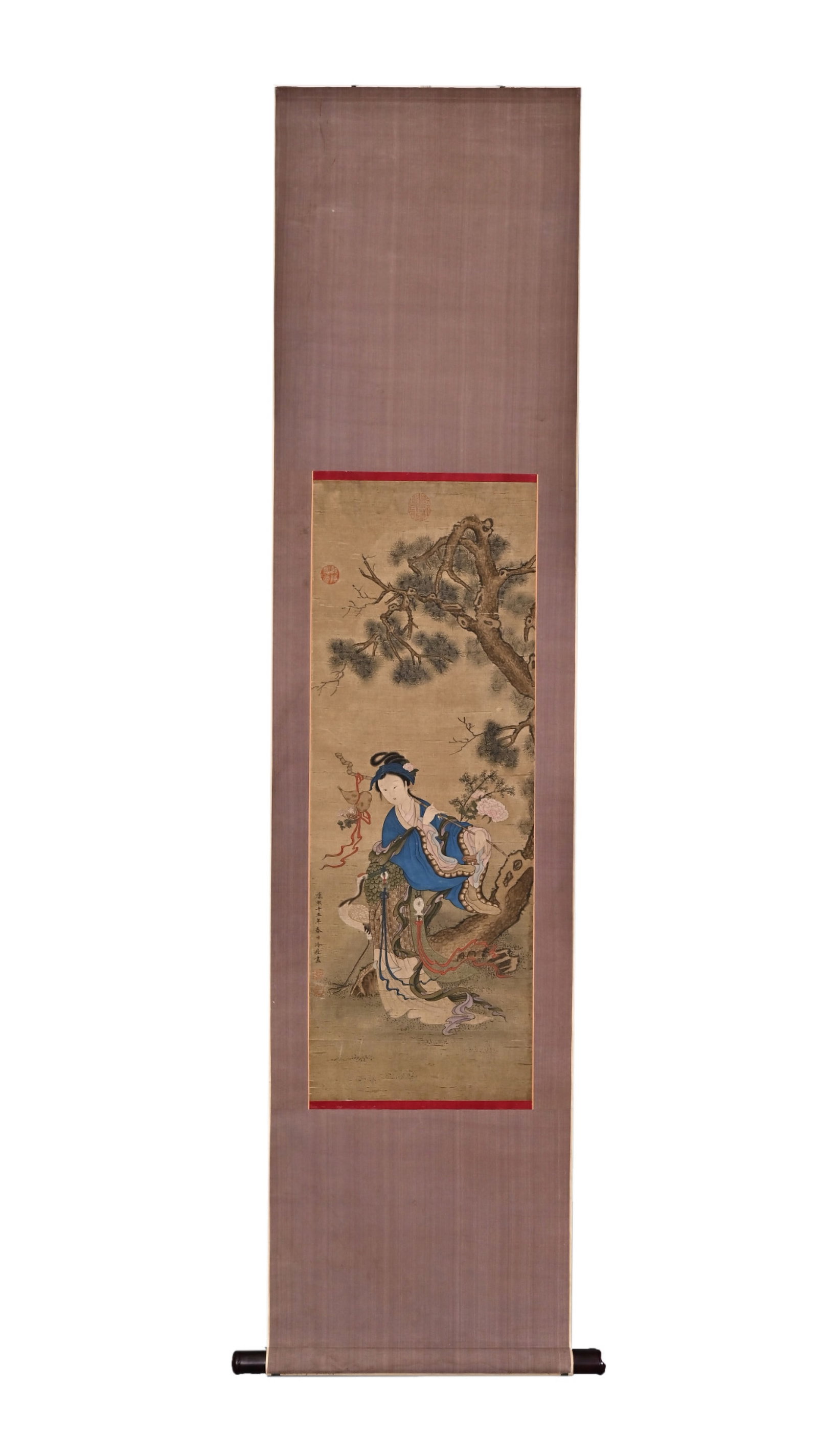 A Chinese Vertical Scroll Ink Painting of Character and Story on Paper: A Chinese Vertical Scroll Ink Painting of Character and Story on Paper,Leng Mei,Size:36.2inx13in 一幅中国水墨人物故事画立轴
