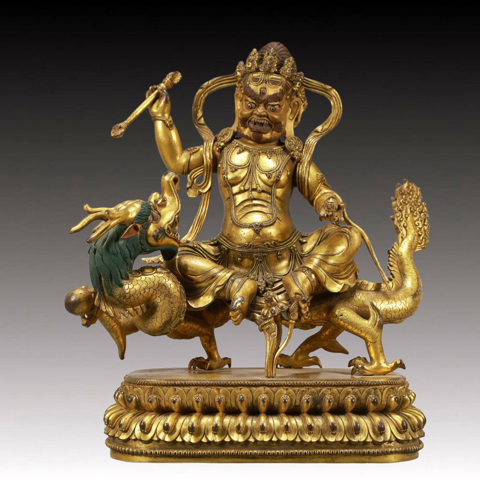 A Solemn Gilt Bronze Statue of Mammon: A Solemn Gilt Bronze Statue of Mammon,Ming Dynasty, China,Size:10.2inx6.3inx11.6in,Weight:6050g 铜鎏金财神像,中国明代