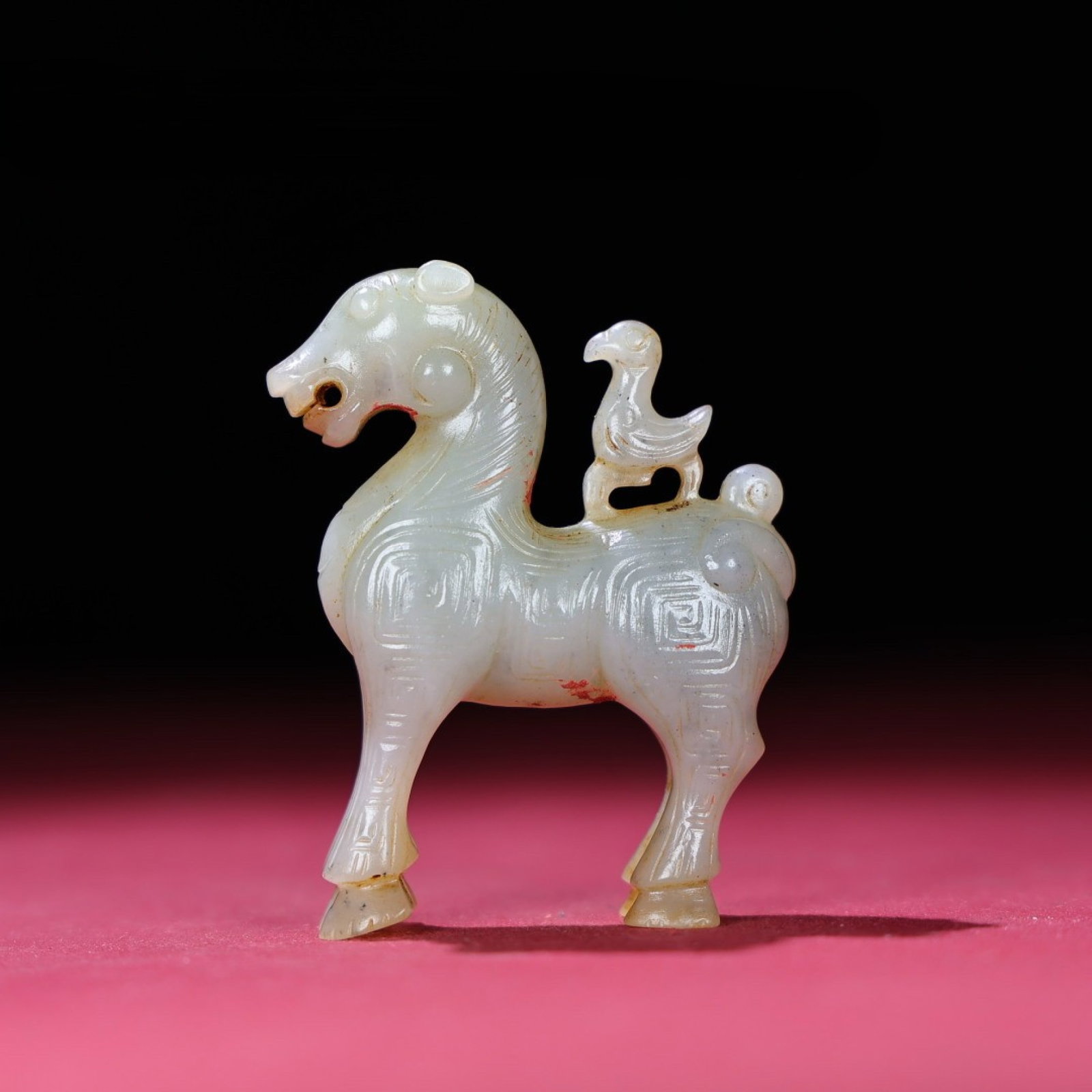 An Exquisite White Jade Horse Ornament: An Exquisite White Jade Horse Ornament,Qing Dynasty,China,Size:2.4inx2.9inx0.6in,Weight:75g 白玉骏马摆件,中国清代