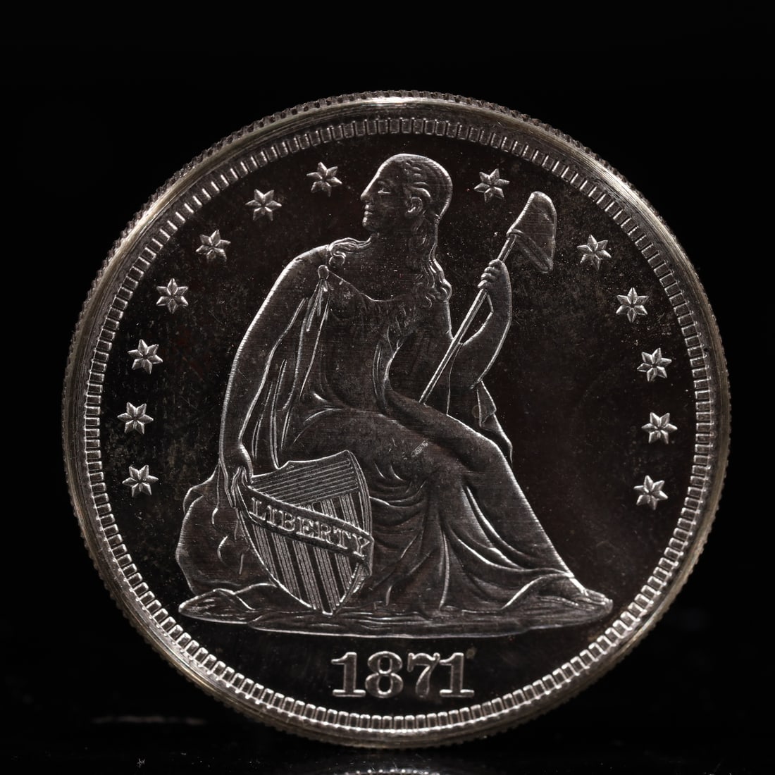 USA One Dollar 1871 Coin: American coin. IN GOD WE TRUST / LIBERTY / 1871 / UNITED STATES OF AMERICA / ONE DOL. Weight:26.9g.