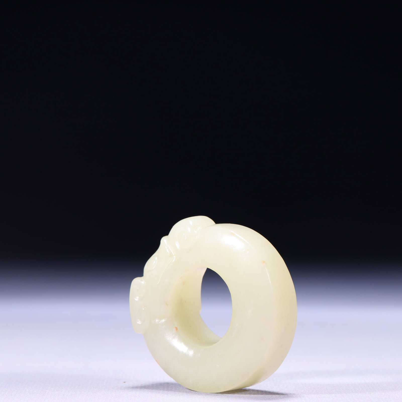 An Exquisite White Jade Beast Pattern Thumb Ring - 6