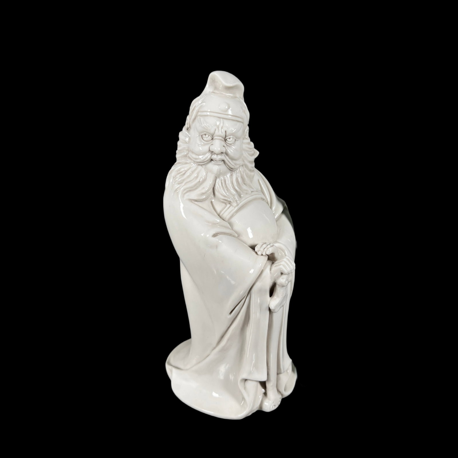 A Solemn Blance-De-Chine Statue of Figure: A Solemn Blance-De-Chine Statue of Figure,Ming Dynasty,China,He Chaozong Mark,Size:12.2in