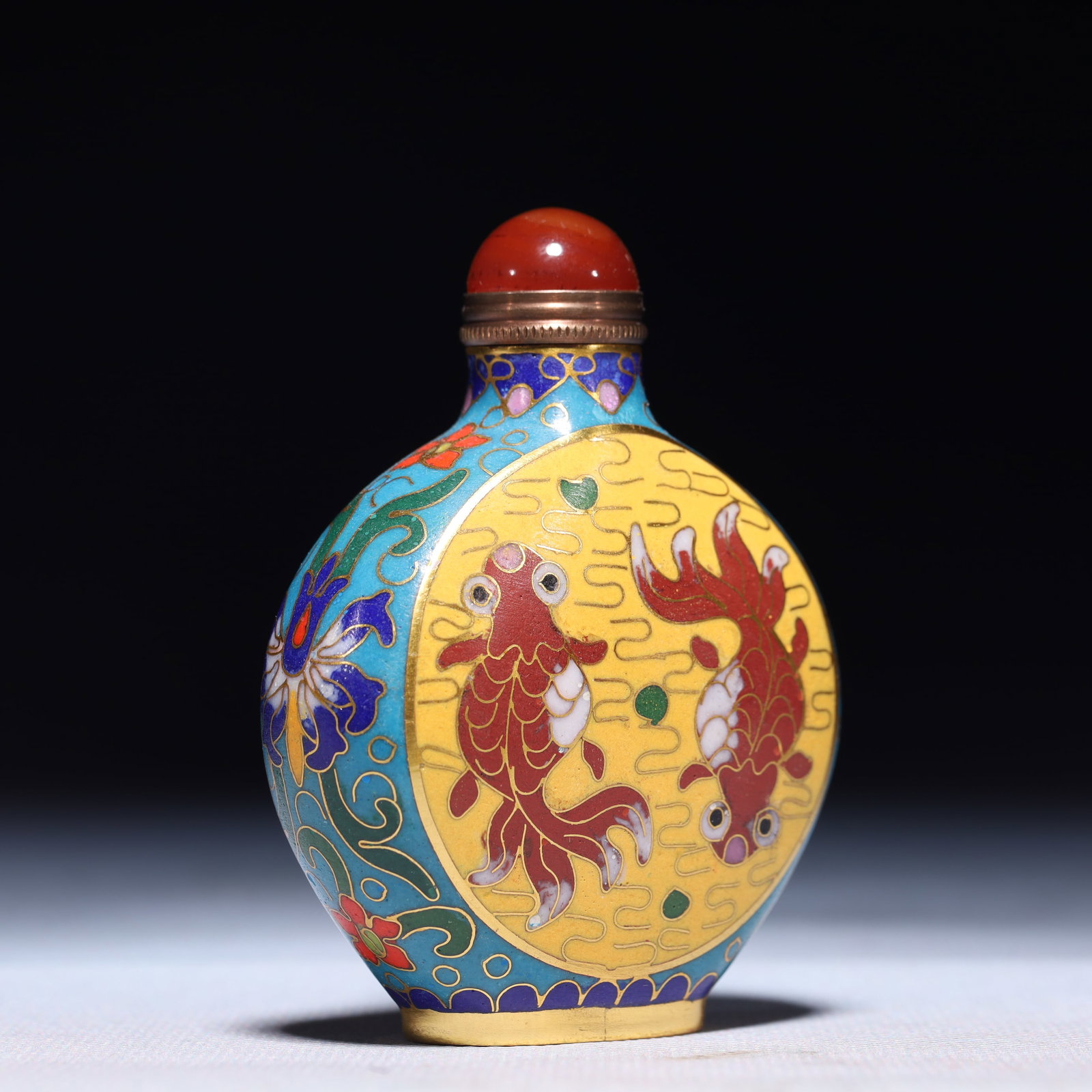 An Exquisite Cloisonne Fish Pattern Snuff Bottle - 4