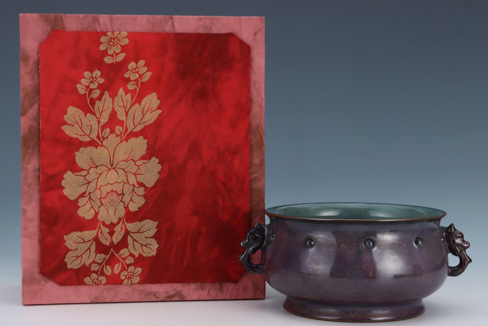 An Exquisite Jun yao Purple Glazed Beast-Ears Censer,with an Imperial Poem by Emperor Qianlong (1 of 8)