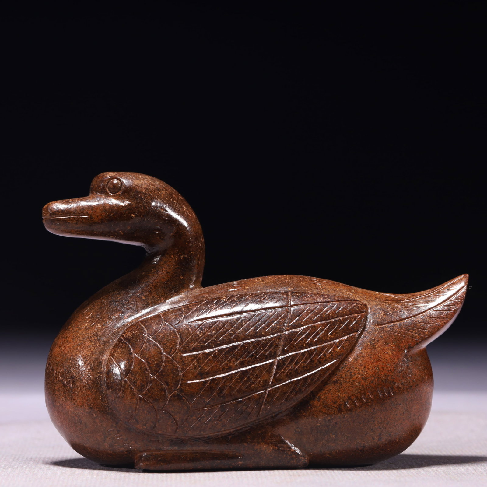 An Exquisite Archaic Jade Goose Ornament: An Exquisite Archaic Jade Goose Ornament,Ancient Time,China,Size:3.9inx1.8inx2.8in,Weight:437g 高古玉鹅摆件,中国远古时期