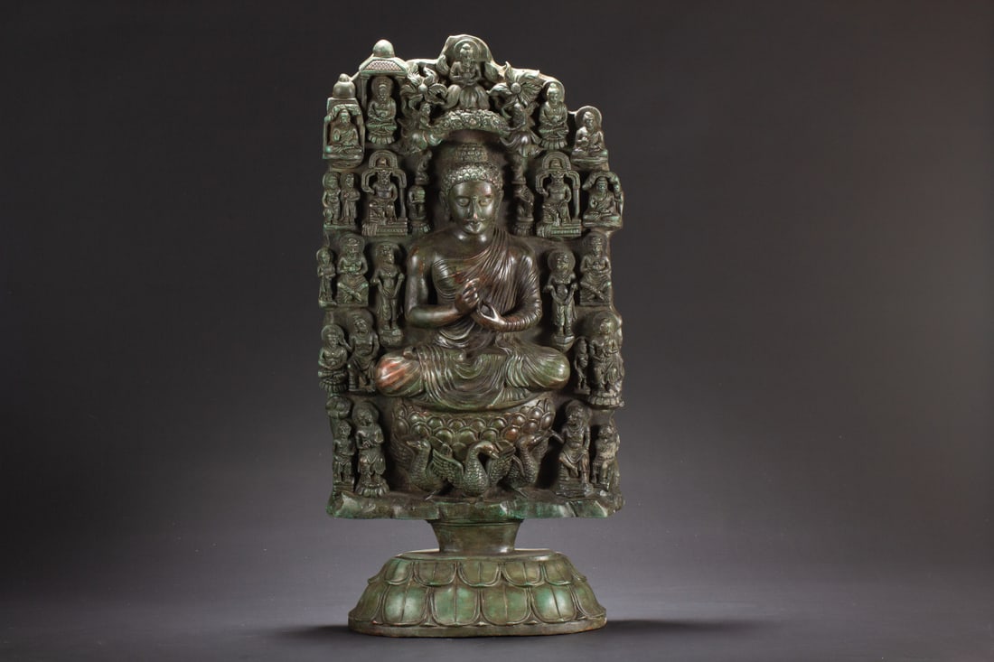 A Solemn Bronze Statue of Sakyamuni,With Inscription: A Solemn Bronze Statue of Sakyamuni,With Inscription,Ming Dynasty,China,Size:11.4inx6.3inx22.6in,Weight:11780g 铜释迦摩尼像,带铭文,中国