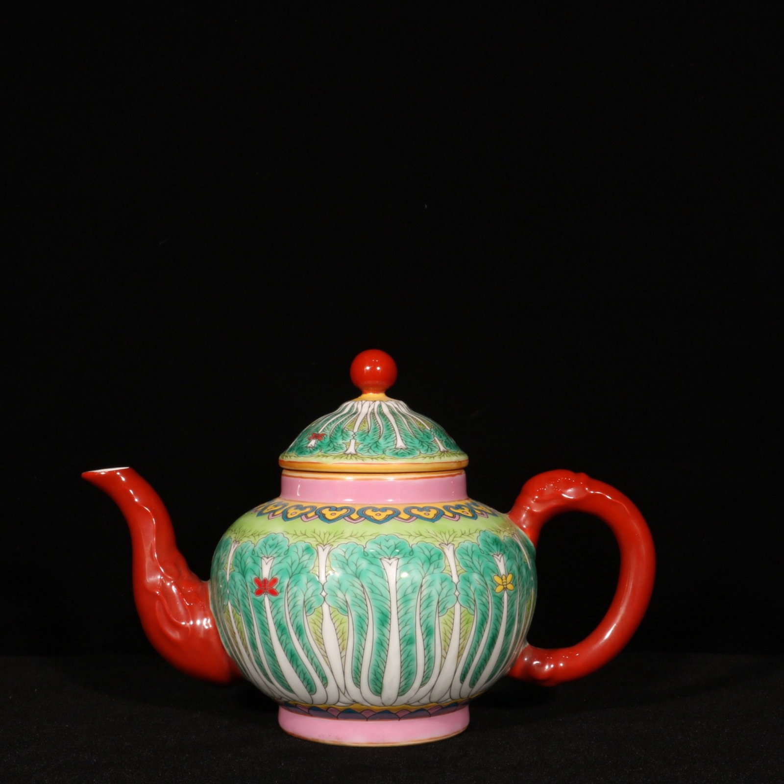 An Exquisite Famille-Rose Painted Gold Cabbage Pattern Teapot (1 of 9)