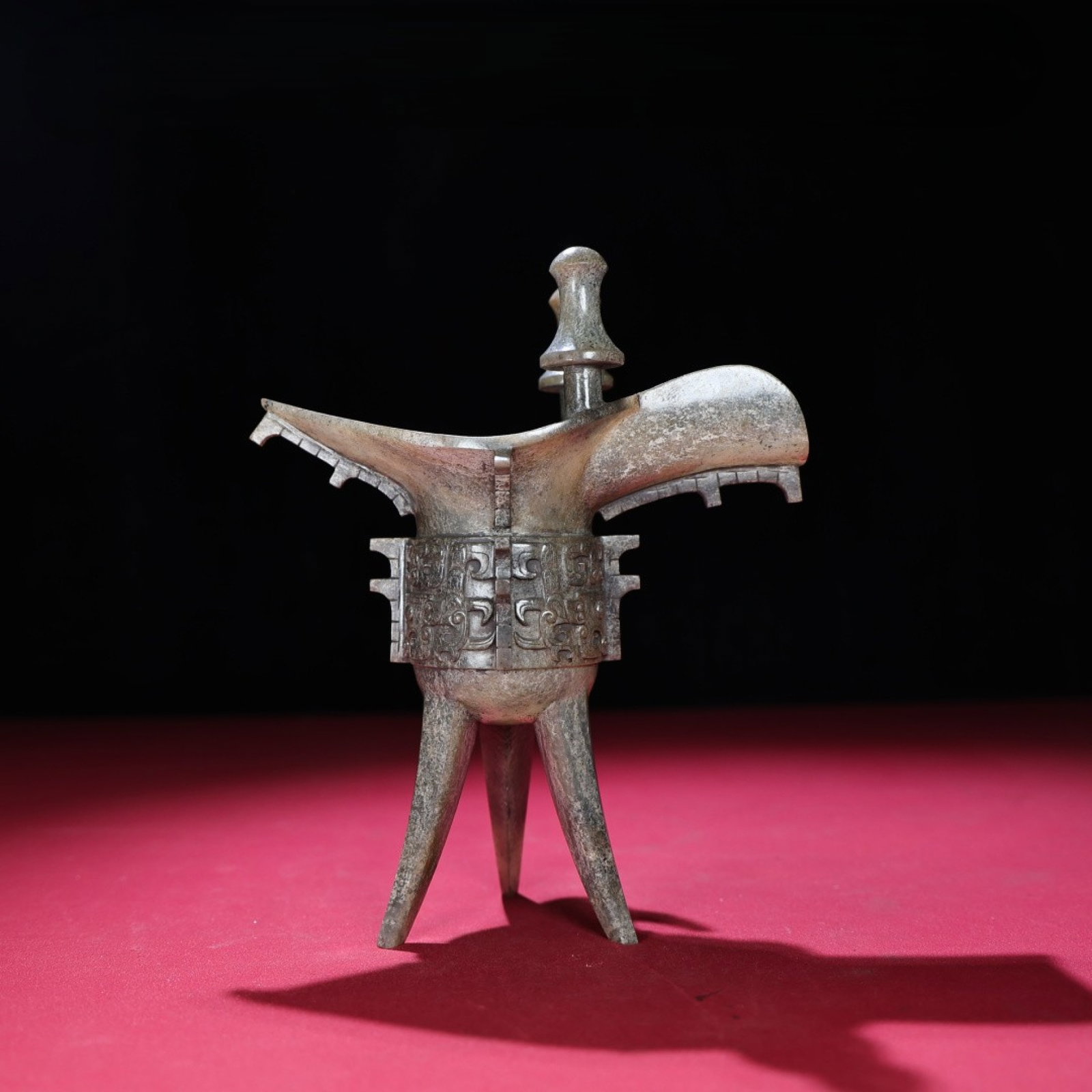 An Exquisite White Jade Chi-Dragon Pattern Tripod Goblet (1 of 9)