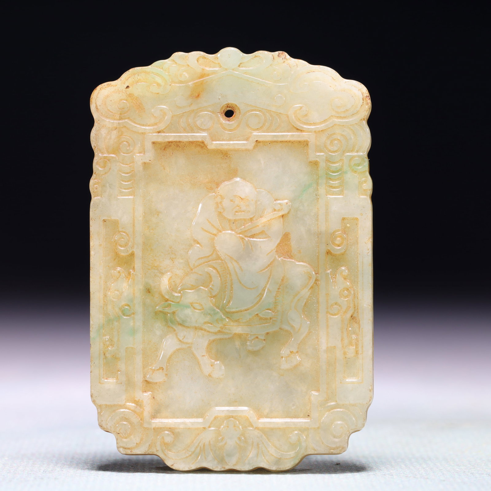 An Exquisite White Jade Character and Story Pattern Pendant (1 of 4)