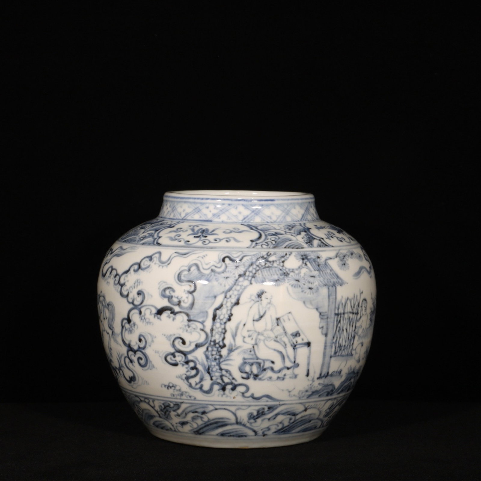 An Exquisite Blue and White Character and Story Pattern Jar (1 of 9)