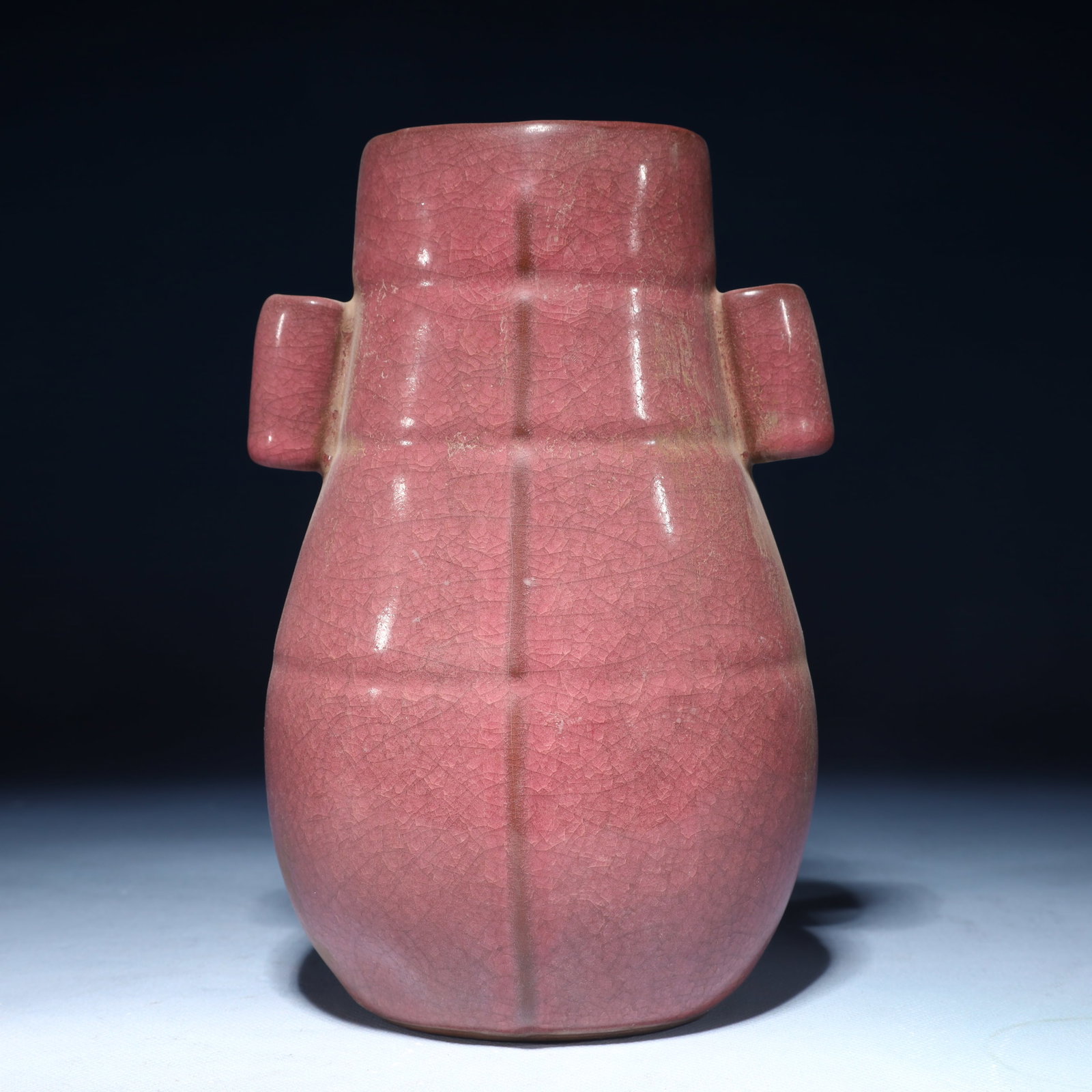 An Exquisite Red Glazed Double-Ears Vase: An Exquisite Red Glazed Double-Ears Vase Red Glazed Double-Ears Vase,Song Dynasty,China,Size:5.5inx2.8inx8.3in,Weight:750g 红釉双耳瓶,中国宋代