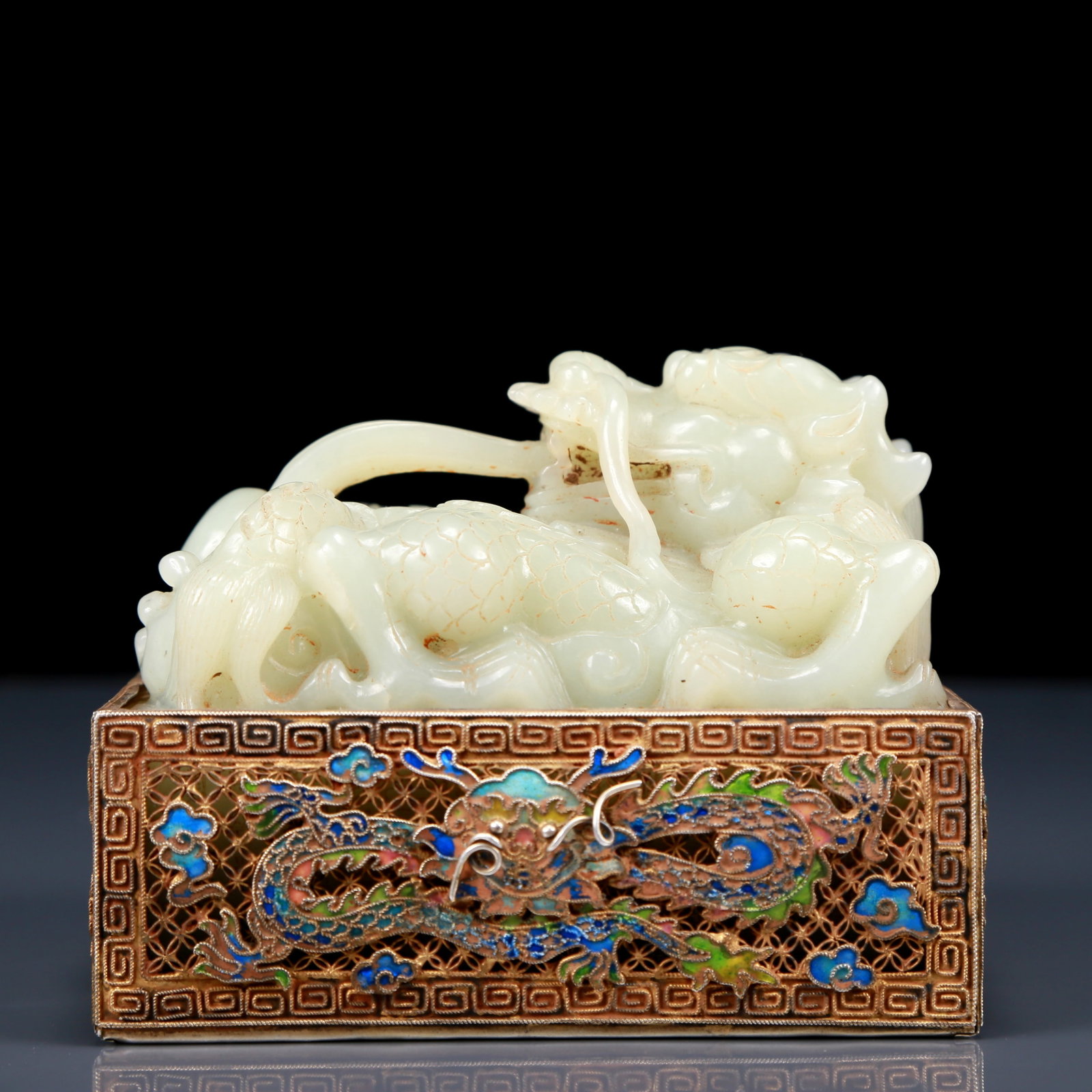 An Exquisite Greenish Jade Dragon pattern seal - 3