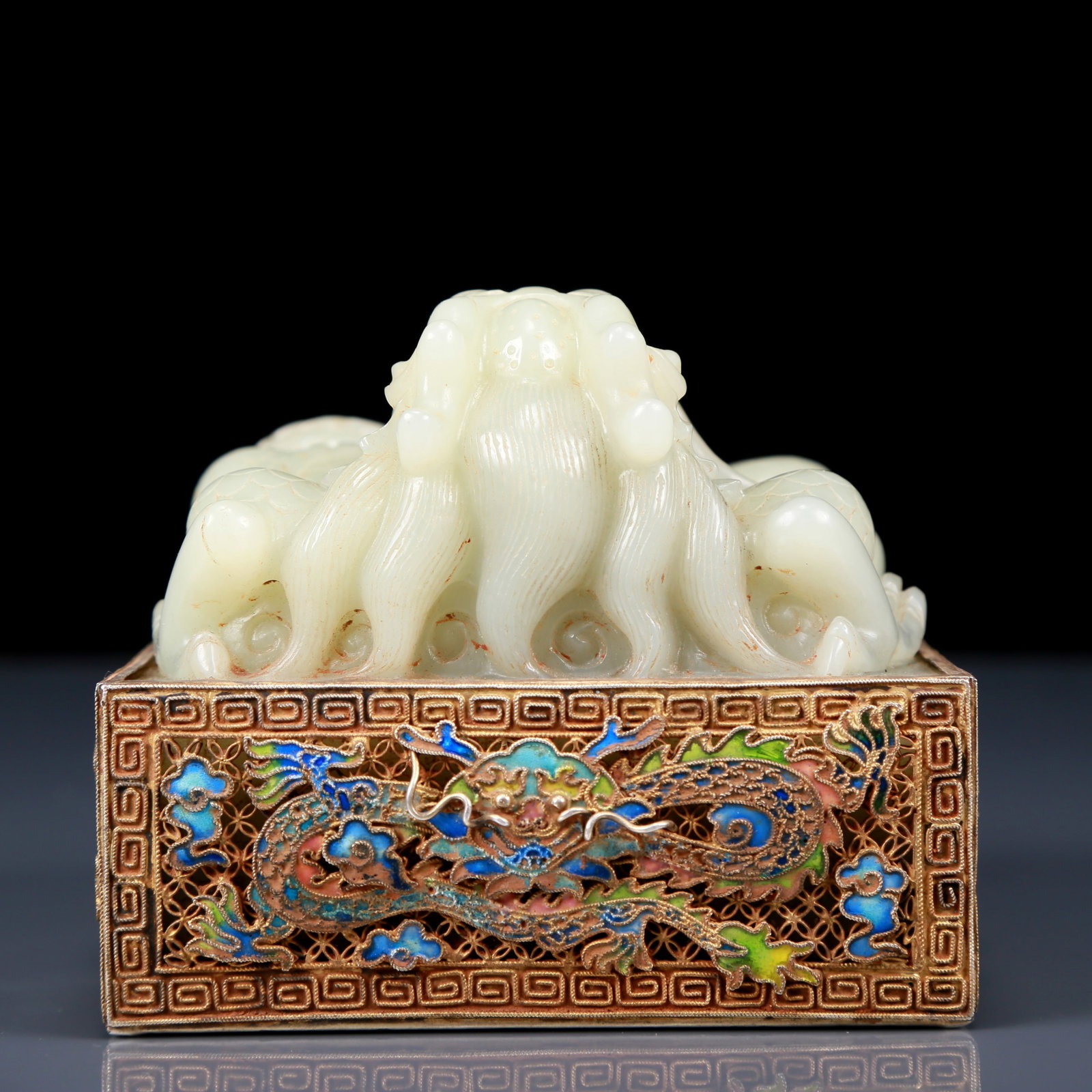 An Exquisite Greenish Jade Dragon pattern seal - 4