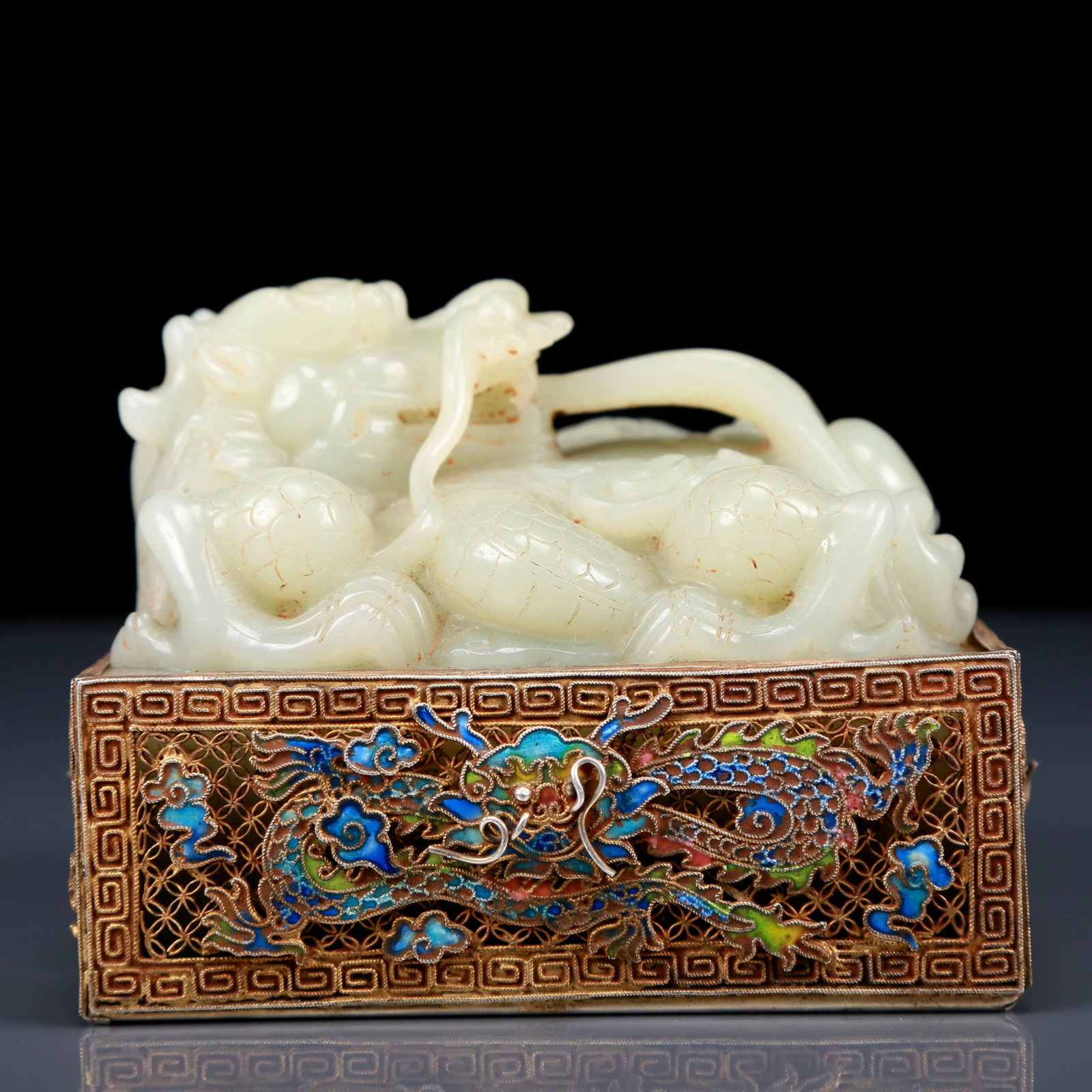 An Exquisite Greenish Jade Dragon pattern seal - 5