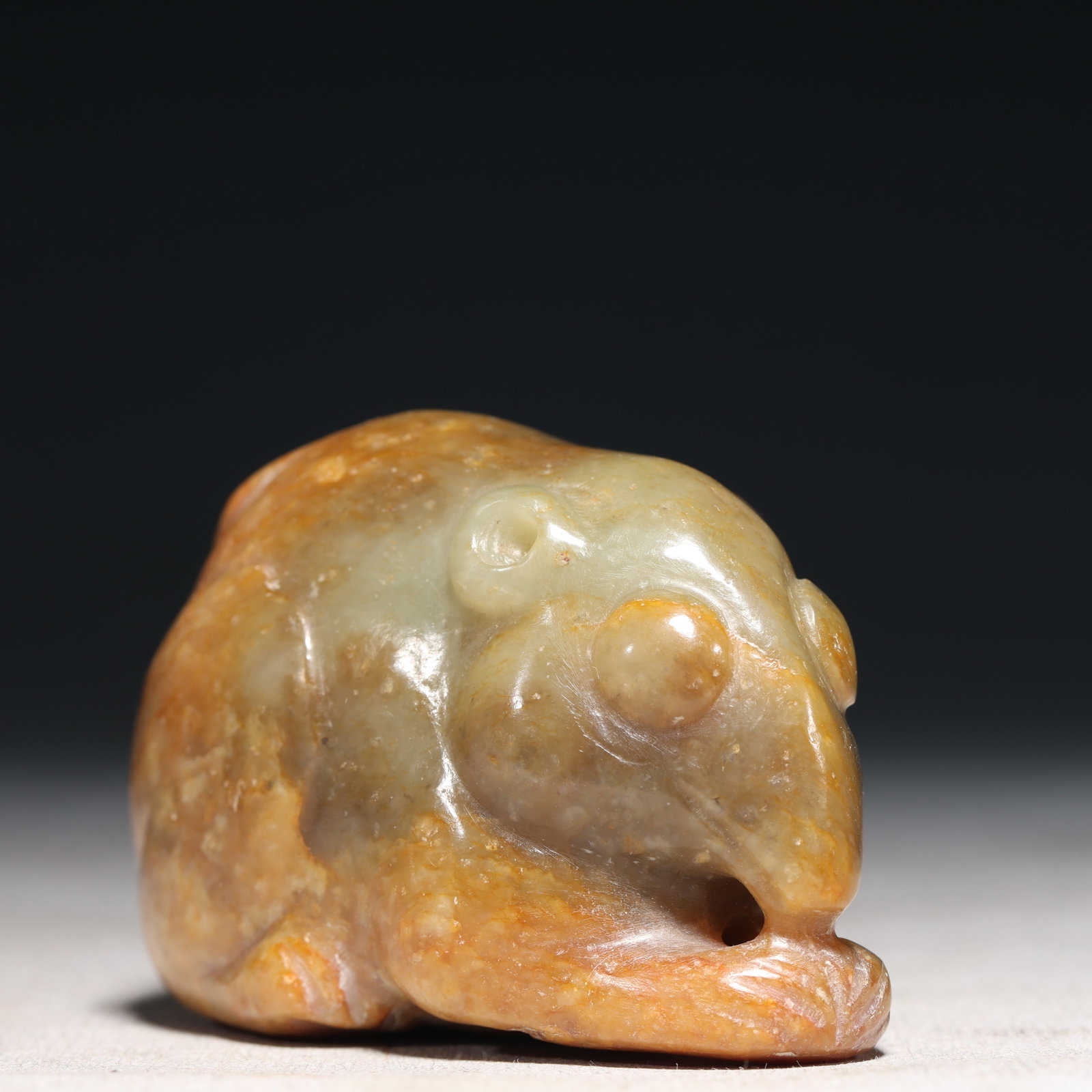 An Archaic Hongshan Culture Yellow Jade Mouse Pendant: An Archaic Hongshan Culture Yellow Jade Mouse Pendant,Ancient Time, China,Size:3.1inx1.6inx2in,Weight:271g