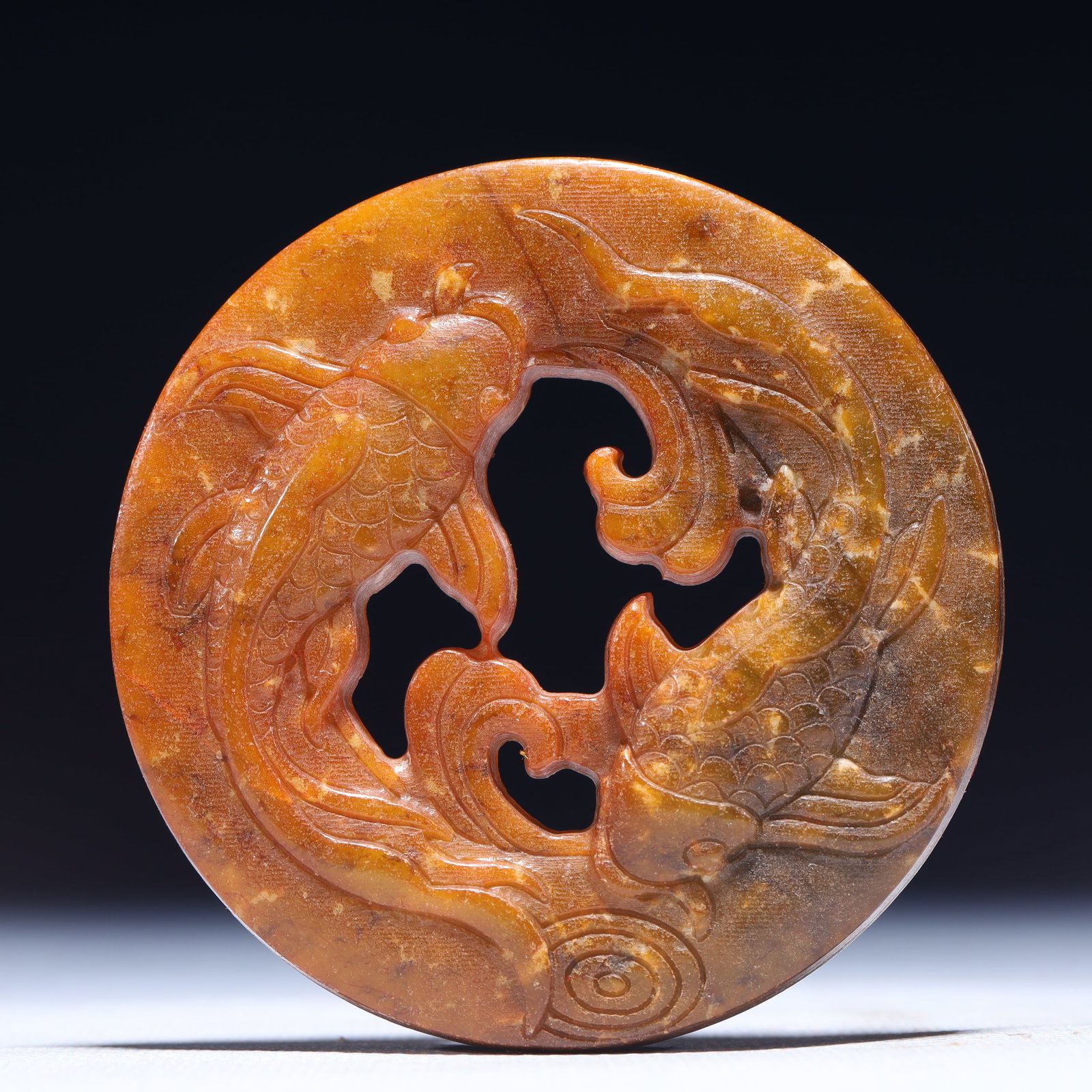 An Exquisite Archaic Jade Fish Pattern Pendant: An Exquisite Archaic Jade Fish Pattern Pendant,Ancient Time,China,Size:0.2inx3in,Weight:75g 高古玉鱼纹挂件,中国远古时期