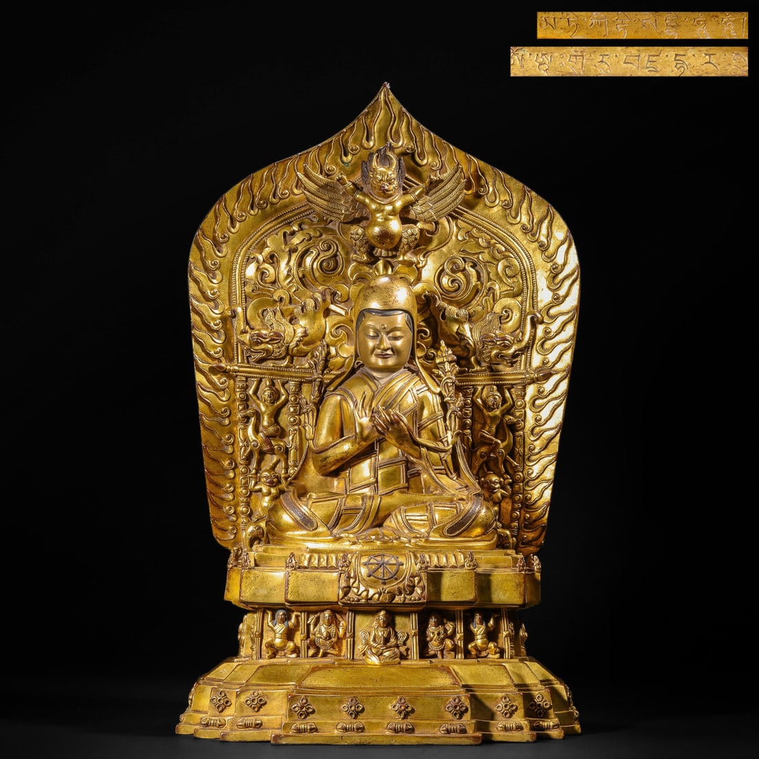 A Solemn Gilt Bronze Statue of Tsongkhapa,With Inscription: A Solemn Gilt Bronze Statue of Tsongkhapa,With Inscription,Ming Dynasty,China,Size:11.4inx8.7inx17.7in,Weight:13050g ???????,???,????