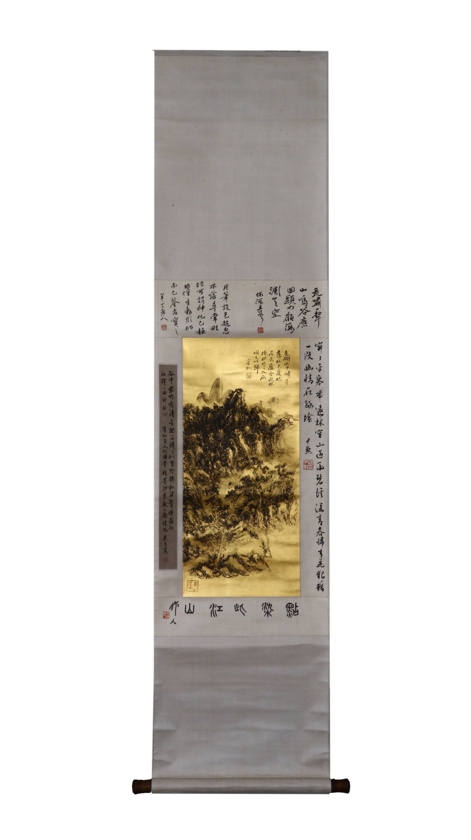 A Chinese Vertical Scroll Ink Painting of Landscape on Paper: A Chinese Vertical Scroll Ink Painting of Landscape on Paper,Huang Binhong,Size:25.6inx11.4in 一幅中国水墨山水画立轴,黄宾&