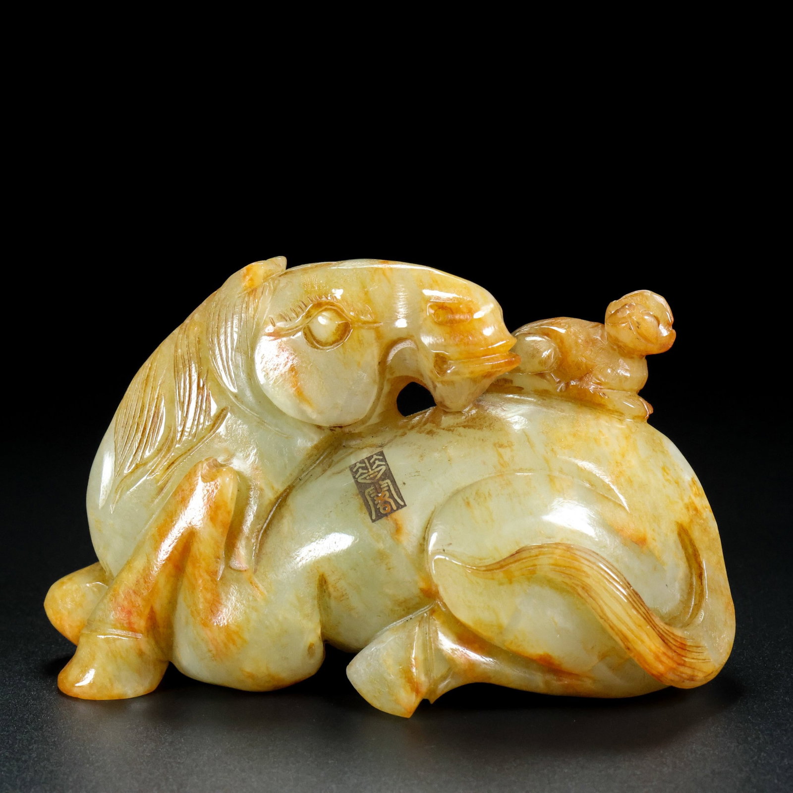An Exquisite White Jade Figure Riding Horse Ornament (1 of 9)