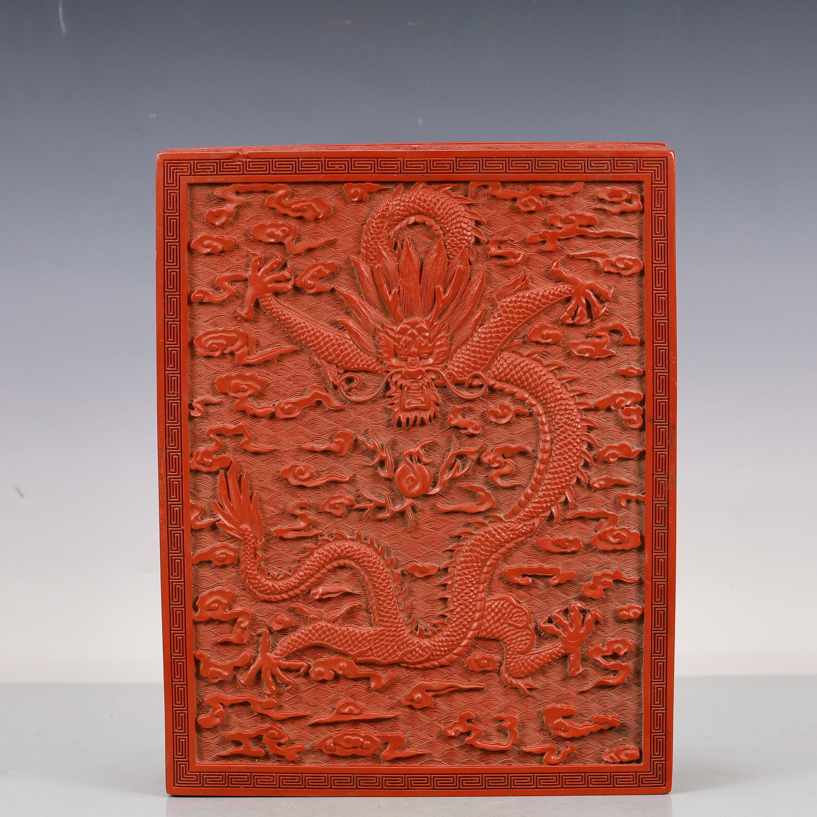 A Craved Red Lacquer Auspicious Cloud and Dragon Pattern Box - 3