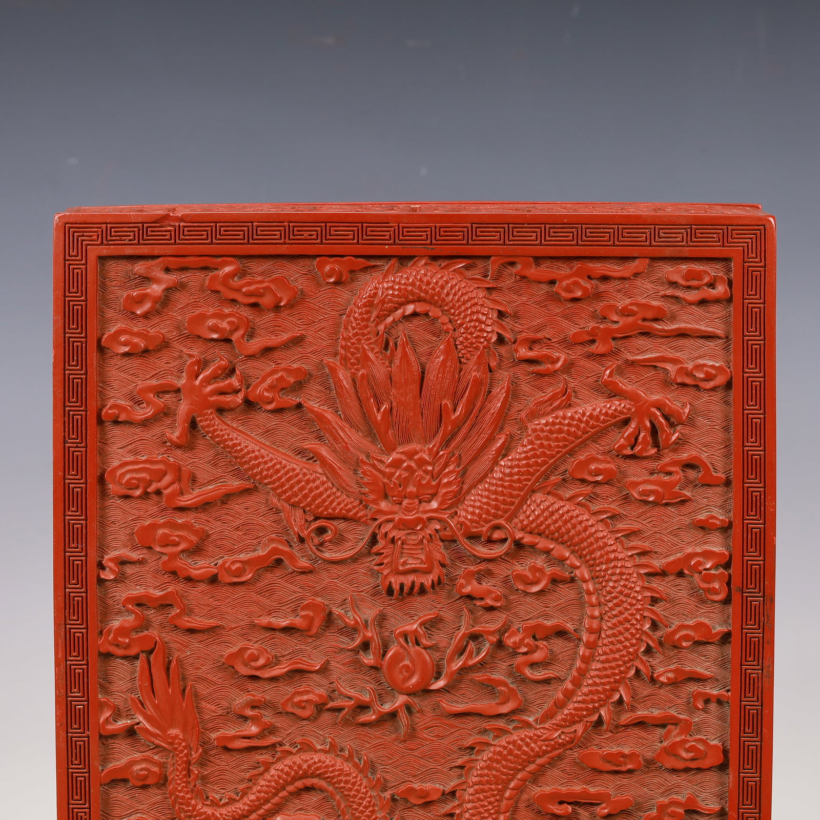 A Craved Red Lacquer Auspicious Cloud and Dragon Pattern Box - 4