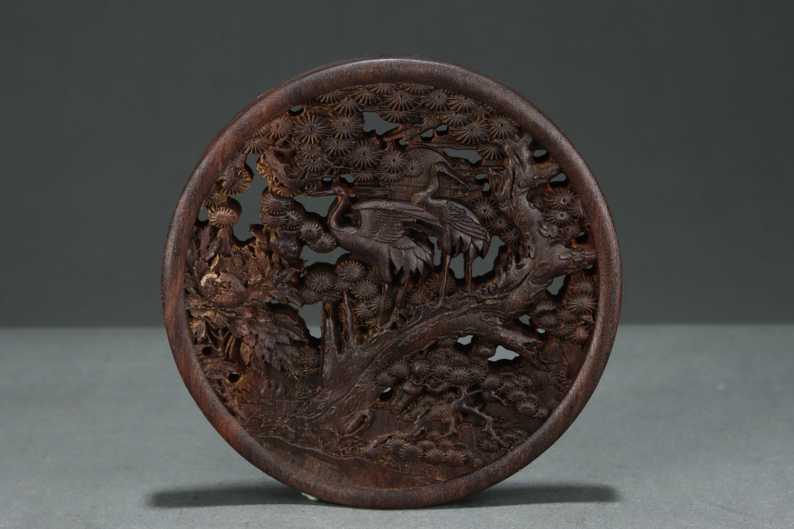 A Rare Eaglewood Pine and Crane Pattern Plate - 2