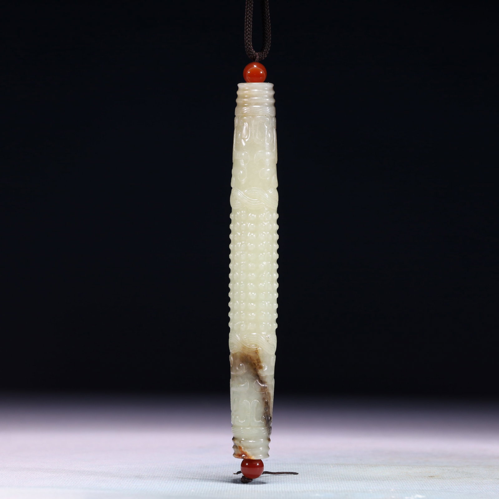 An Exquisite White Jade Pendant: An Exquisite White Jade Pendant,Qing Dynasty,China,Size:10.2inx2.4in,Weight:349.5g 白玉挂件,中国清代