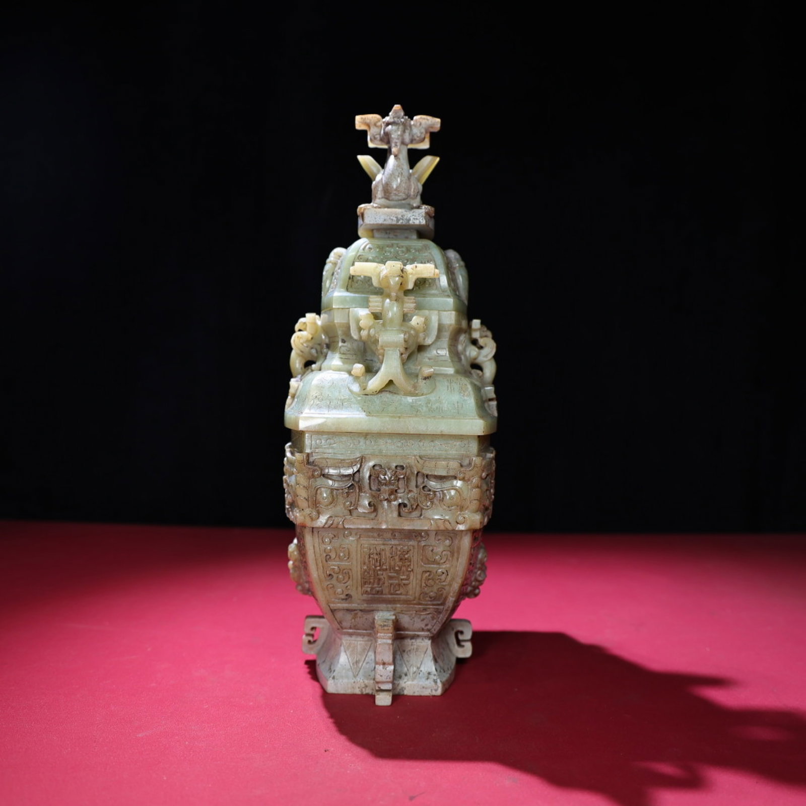 An Exquisite White Jade Beast-Face Pattern Double-Ears Bottle - 2