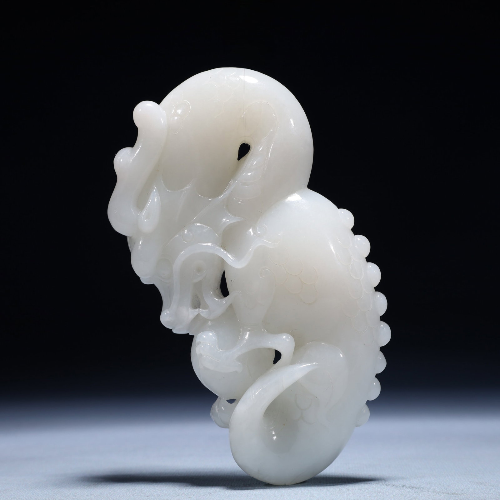An Exquisite White Jade Dragon Pendant (1 of 10)