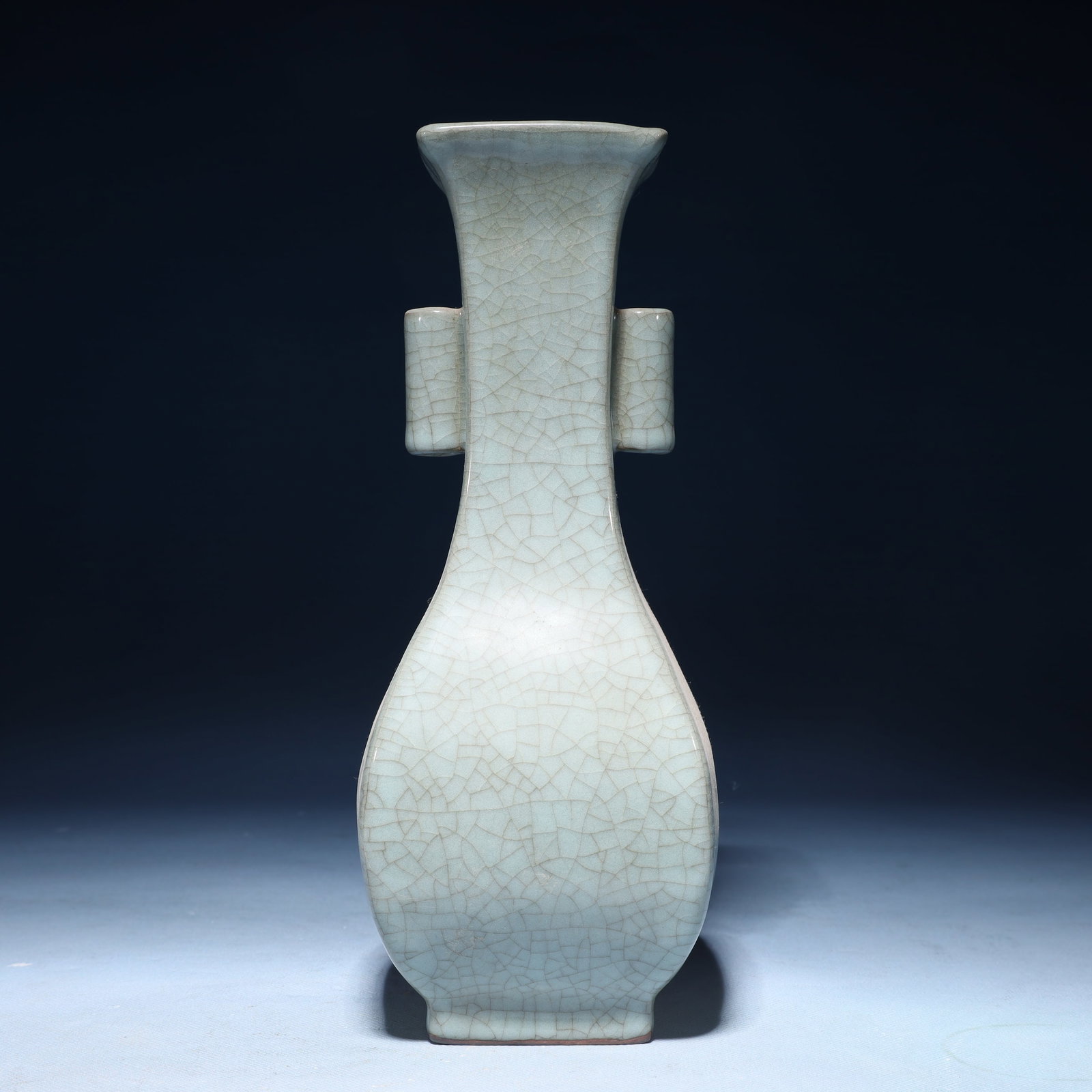 An Exquisite Ru yao Sky Blue Glazed Double-Ears Vase (1 of 9)