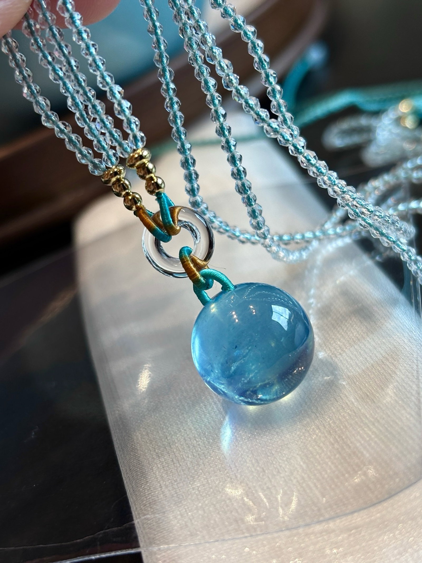 An Exquisite Aquamarine Necklace: An Exquisite Aquamarine Necklace,Size:0.6in,Weight:11.8g 海蓝宝项链