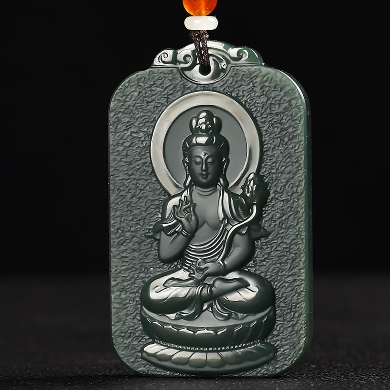 An Exquisite Cyan jade Statue of Bodhisattva Pendant: An Exquisite Cyan jade Statue of Bodhisattva Pendant,Size:2.5inx1.5inx0.3in 青玉菩萨像挂件