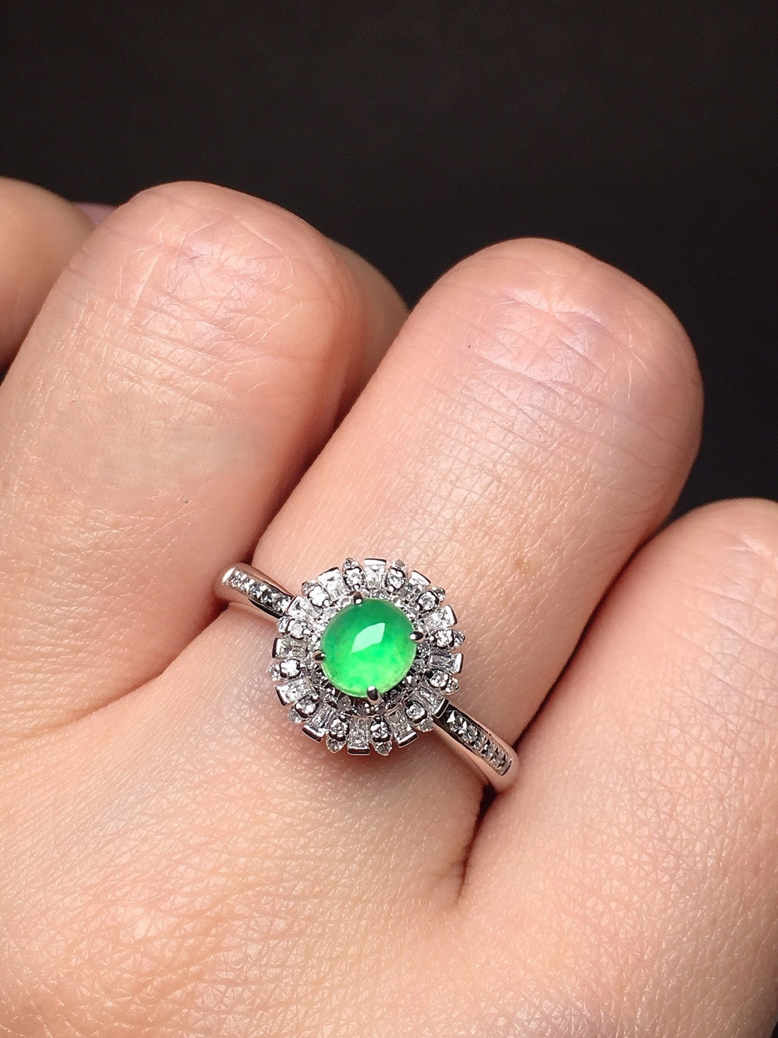 An Exquisite 18k Gold Diamond Inlaid Jadeite Ring (1 of 6)