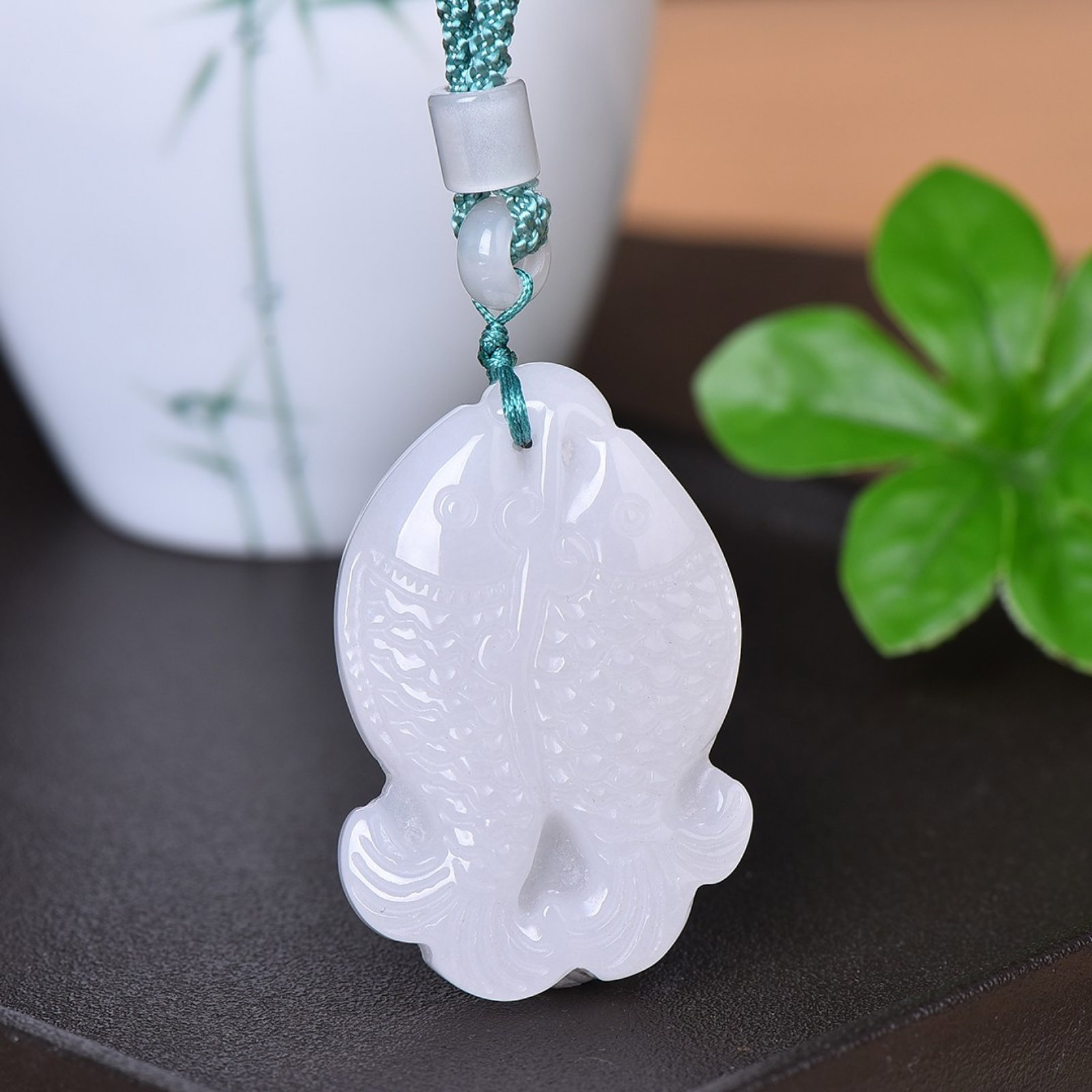 An Exquisite White Jade Fish Pattern Pendant: An Exquisite White Jade Fish Pattern Pendant,Size:1.3inx2in 白玉鱼纹挂件