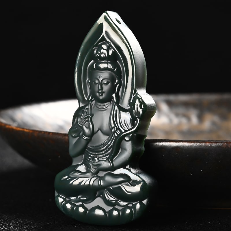 An Exquisite Cyan jade Statue of Bodhisattva Pendant (1 of 5)