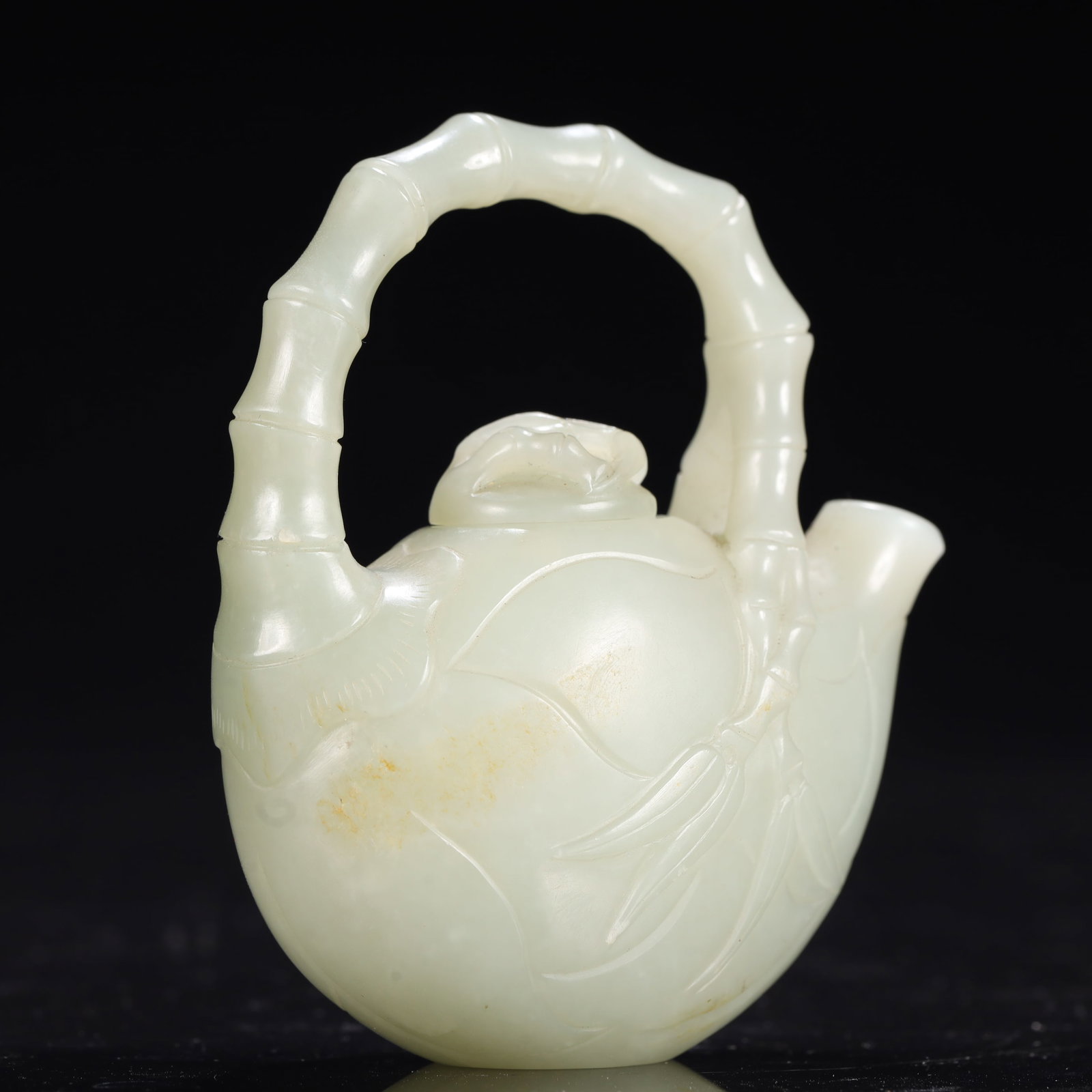 An Exquisite White Jade Bamboo Pattern Ewer - 4